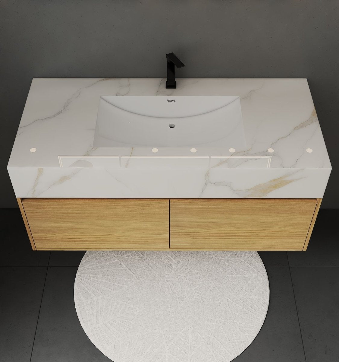 48'' Sintered Stone Top with Double Drawer Floating Bathroom Vanity - Vanity48" NeoNova Decor