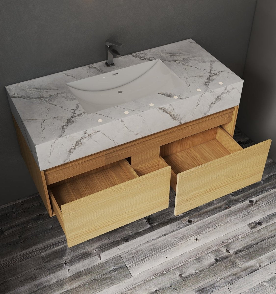 48'' Sintered Stone Top with Double Drawer Floating Bathroom Vanity - Vanity48" NeoNova Decor