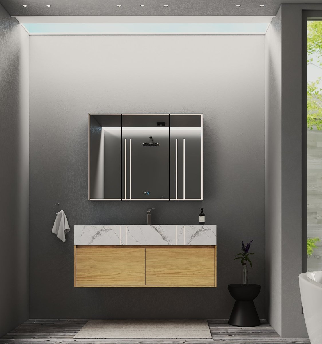 48'' Sintered Stone Top with Double Drawer Floating Bathroom Vanity - Vanity48" NeoNova Decor