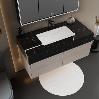 Seamless countertop 48 inch vanity for easy cleaning