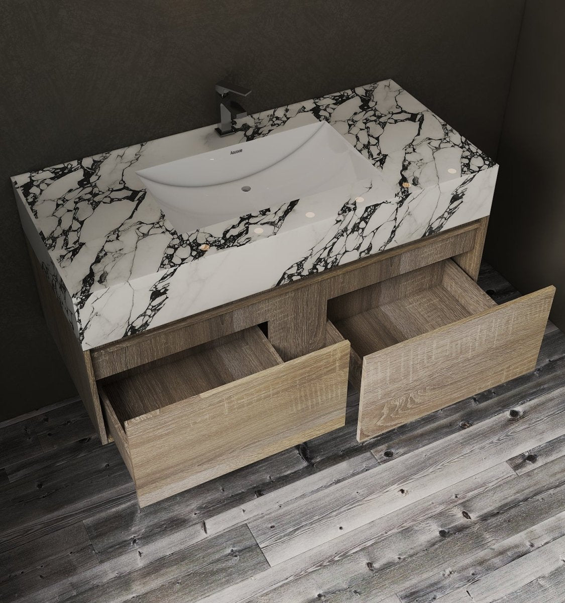 48'' Sintered Stone Top with Double Drawer Floating Bathroom Vanity - Vanity48" NeoNova Decor