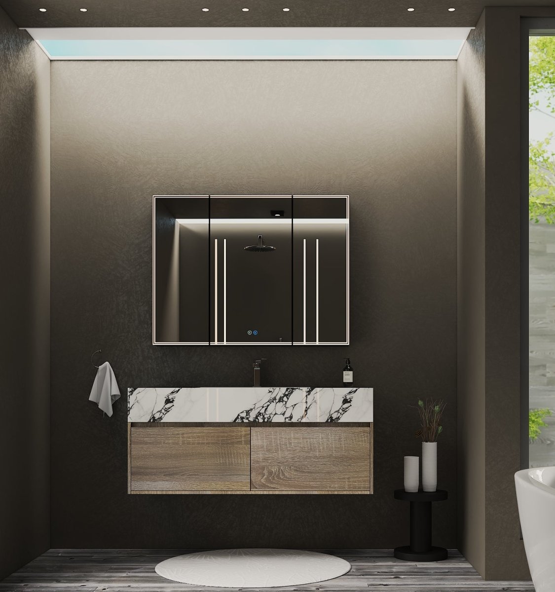 48'' Sintered Stone Top with Double Drawer Floating Bathroom Vanity - Vanity48" NeoNova Decor