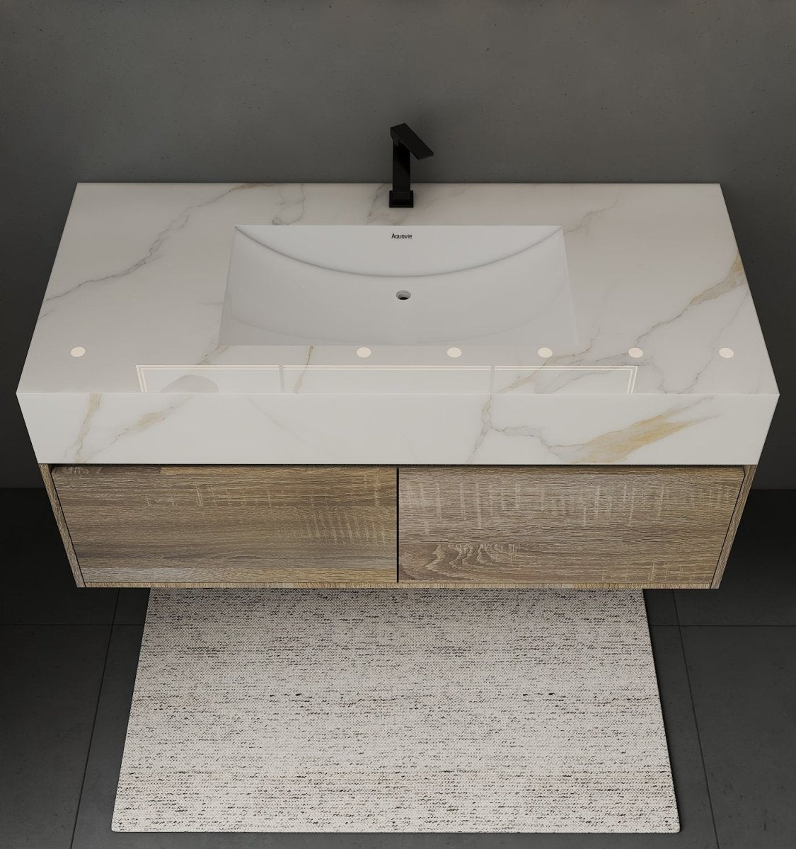 48'' Sintered Stone Top with Double Drawer Floating Bathroom Vanity - Vanity48" NeoNova Decor