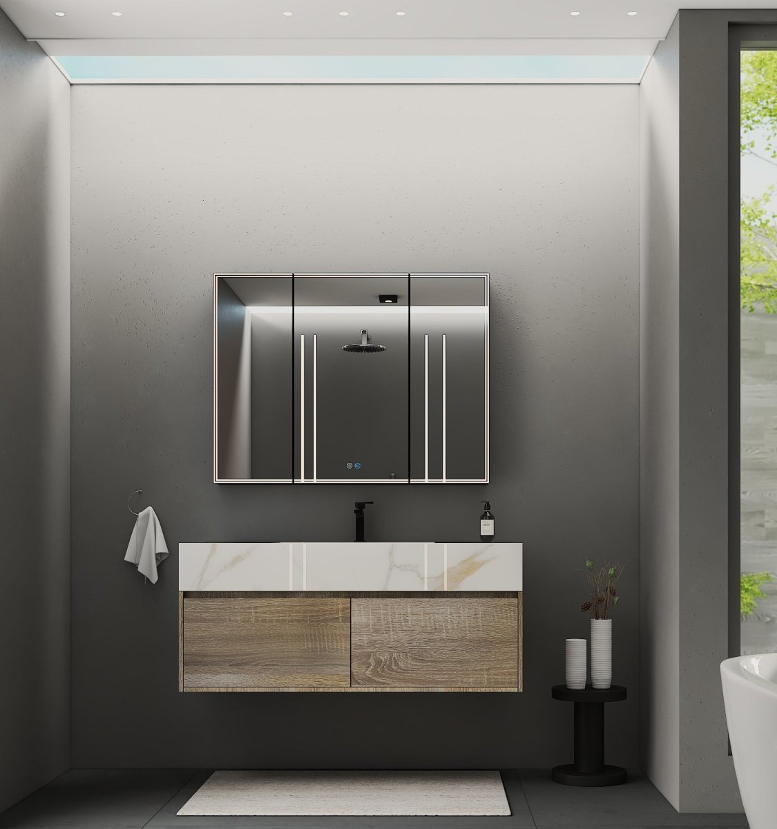 48'' Sintered Stone Top with Double Drawer Floating Bathroom Vanity - Vanity48" NeoNova Decor