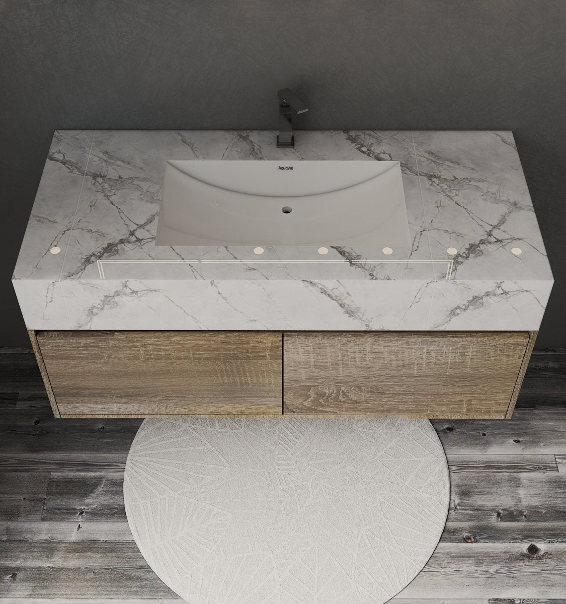 48'' Sintered Stone Top with Double Drawer Floating Bathroom Vanity - Vanity48" NeoNova Decor