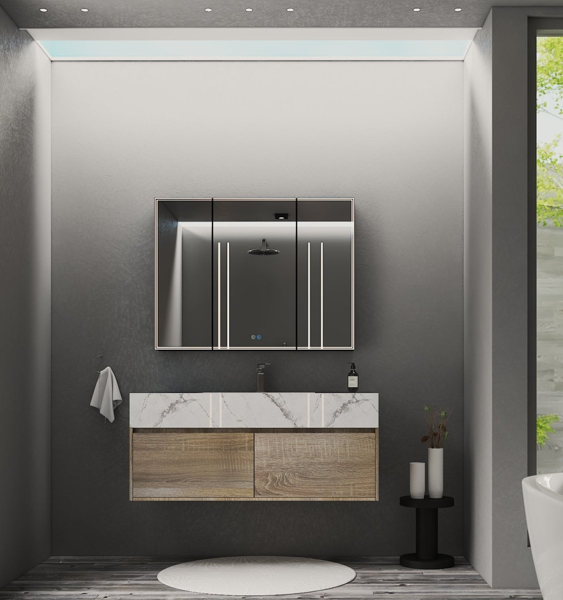 48'' Sintered Stone Top with Double Drawer Floating Bathroom Vanity - Vanity48" NeoNova Decor