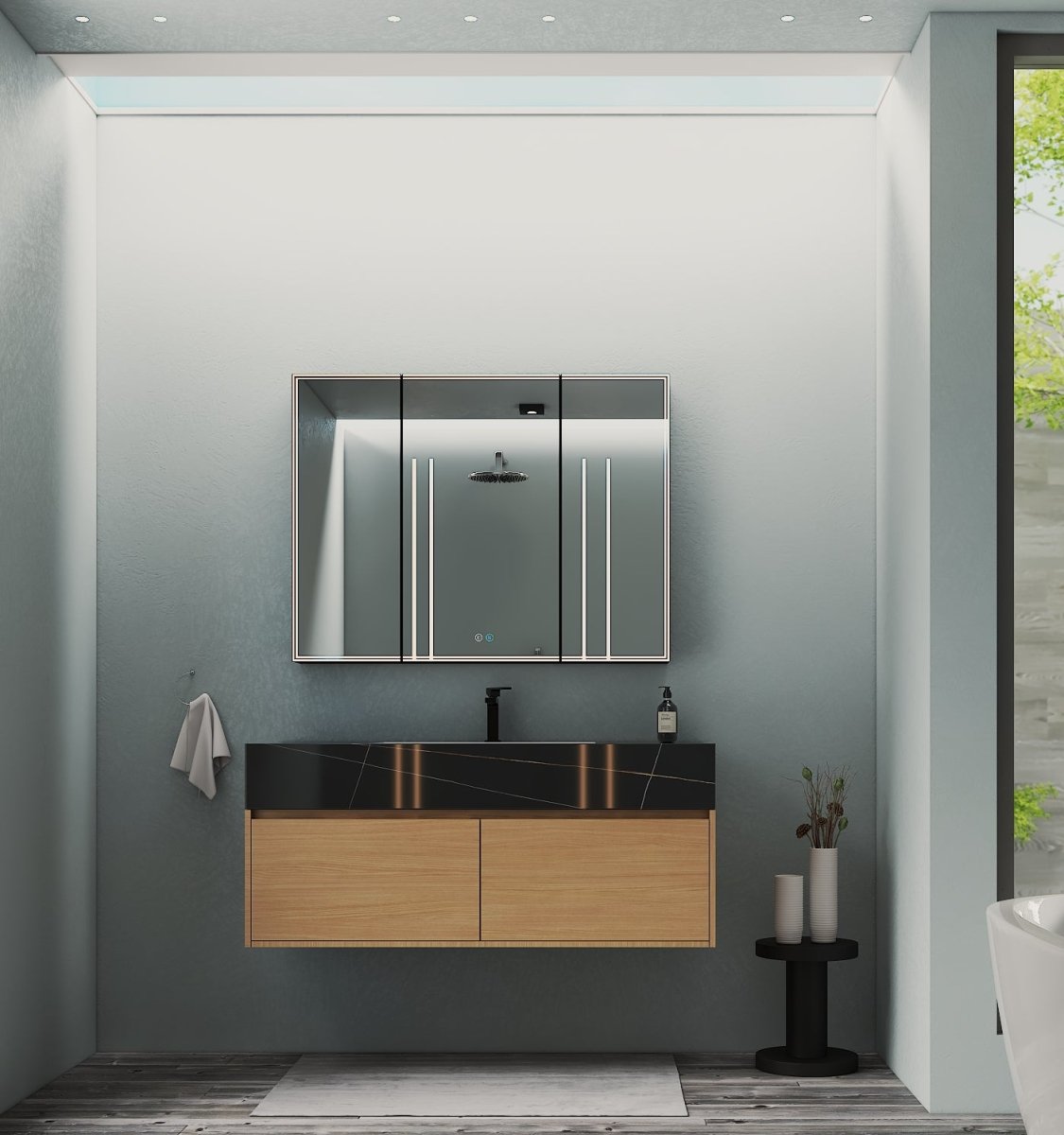 48'' Sintered Stone Top with Double Drawer Floating Bathroom Vanity - Vanity48" NeoNova Decor