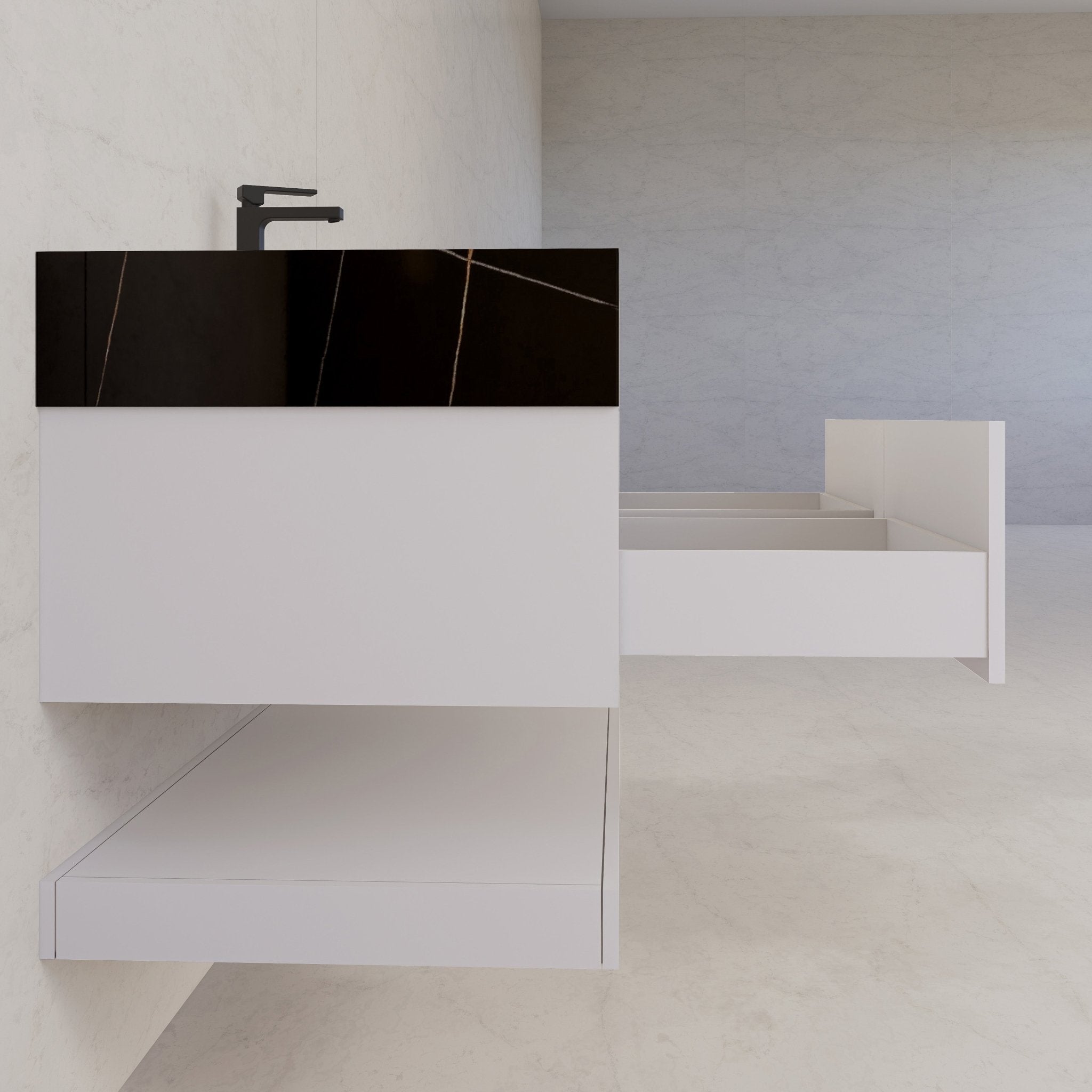 48" White Open Shelf Floating Bathroom Vanity -Vanity48"