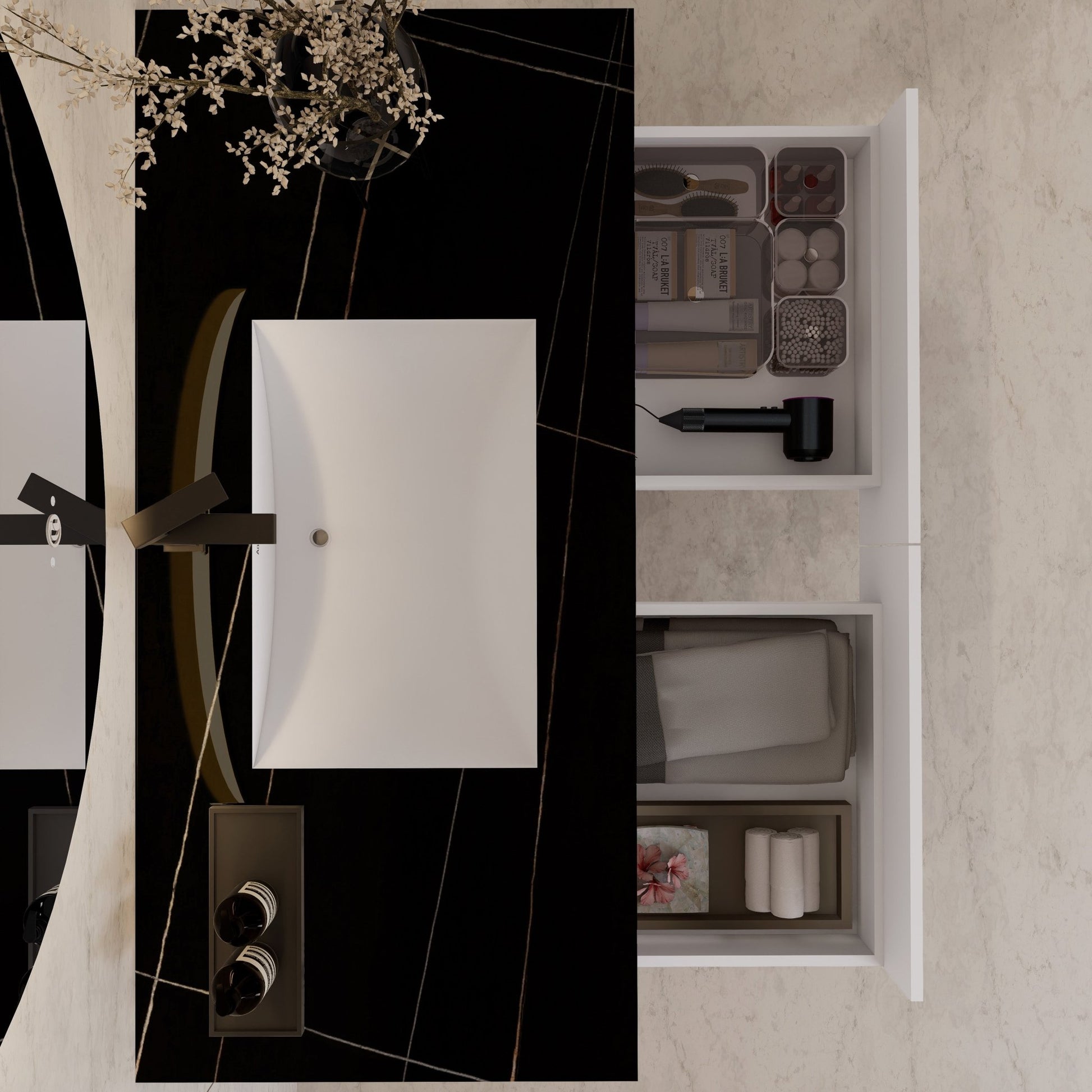 48" White Open Shelf Floating Bathroom Vanity -Vanity48"