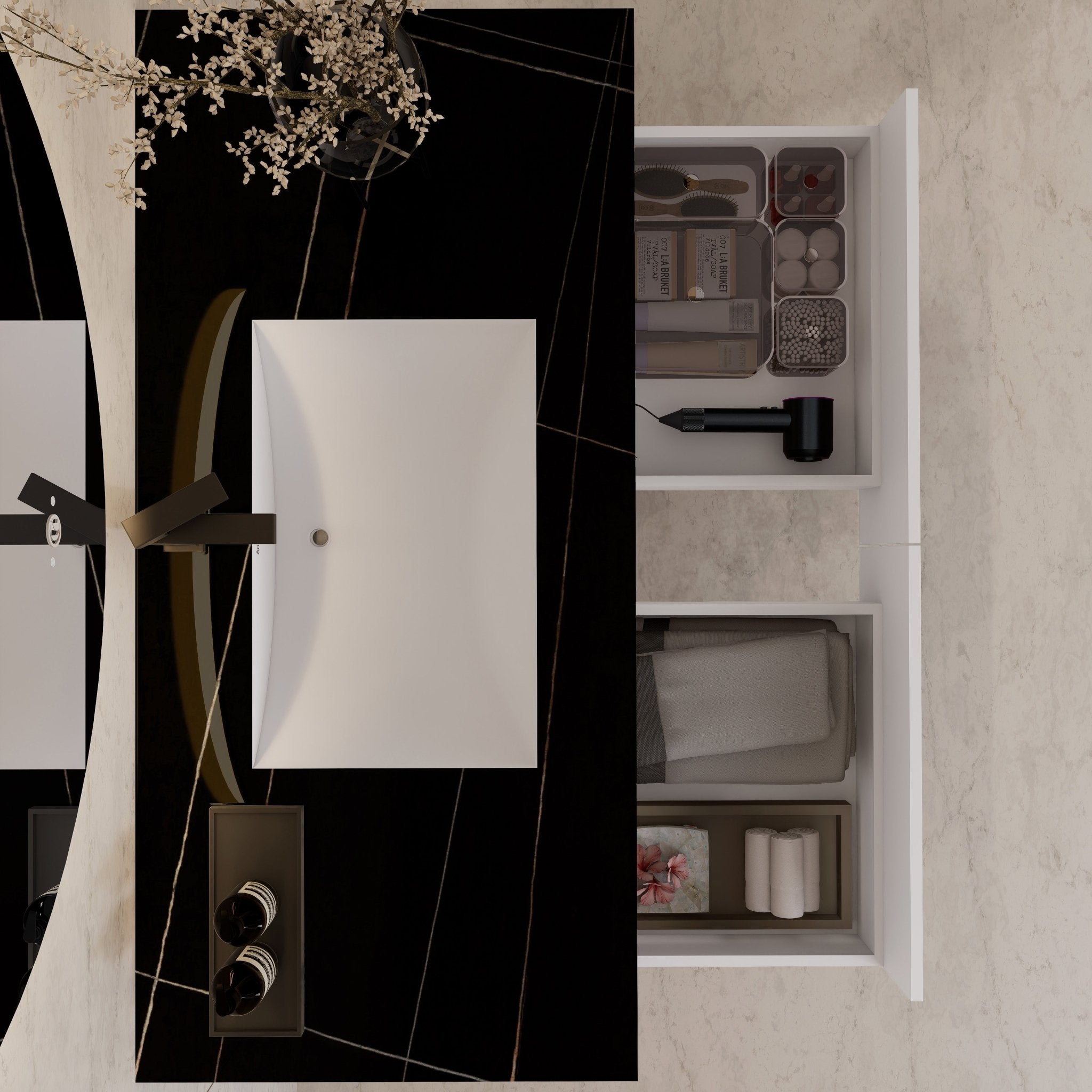 48" White Open Shelf Floating Bathroom Vanity -Vanity48"