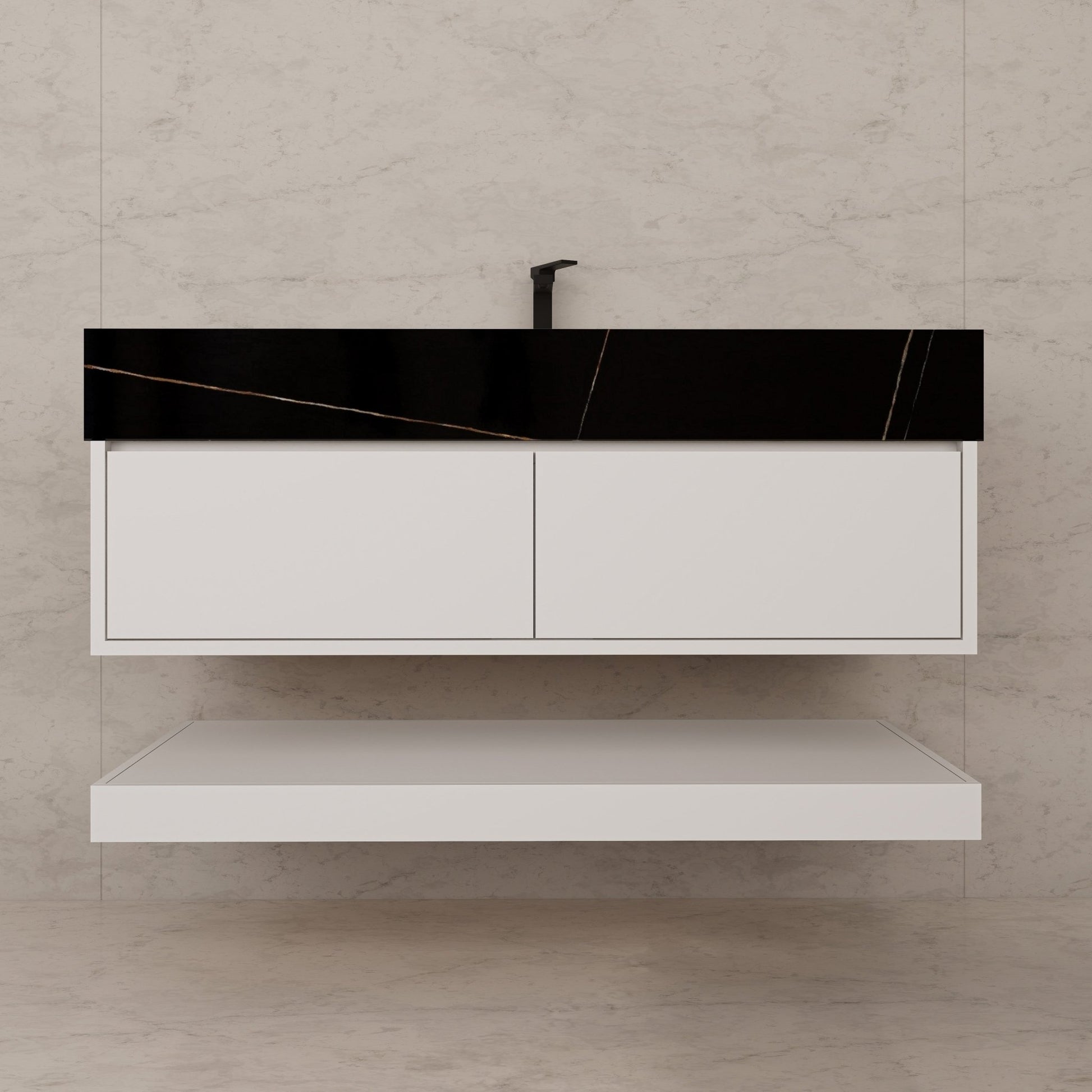 48" White Open Shelf Floating Bathroom Vanity -Vanity48"