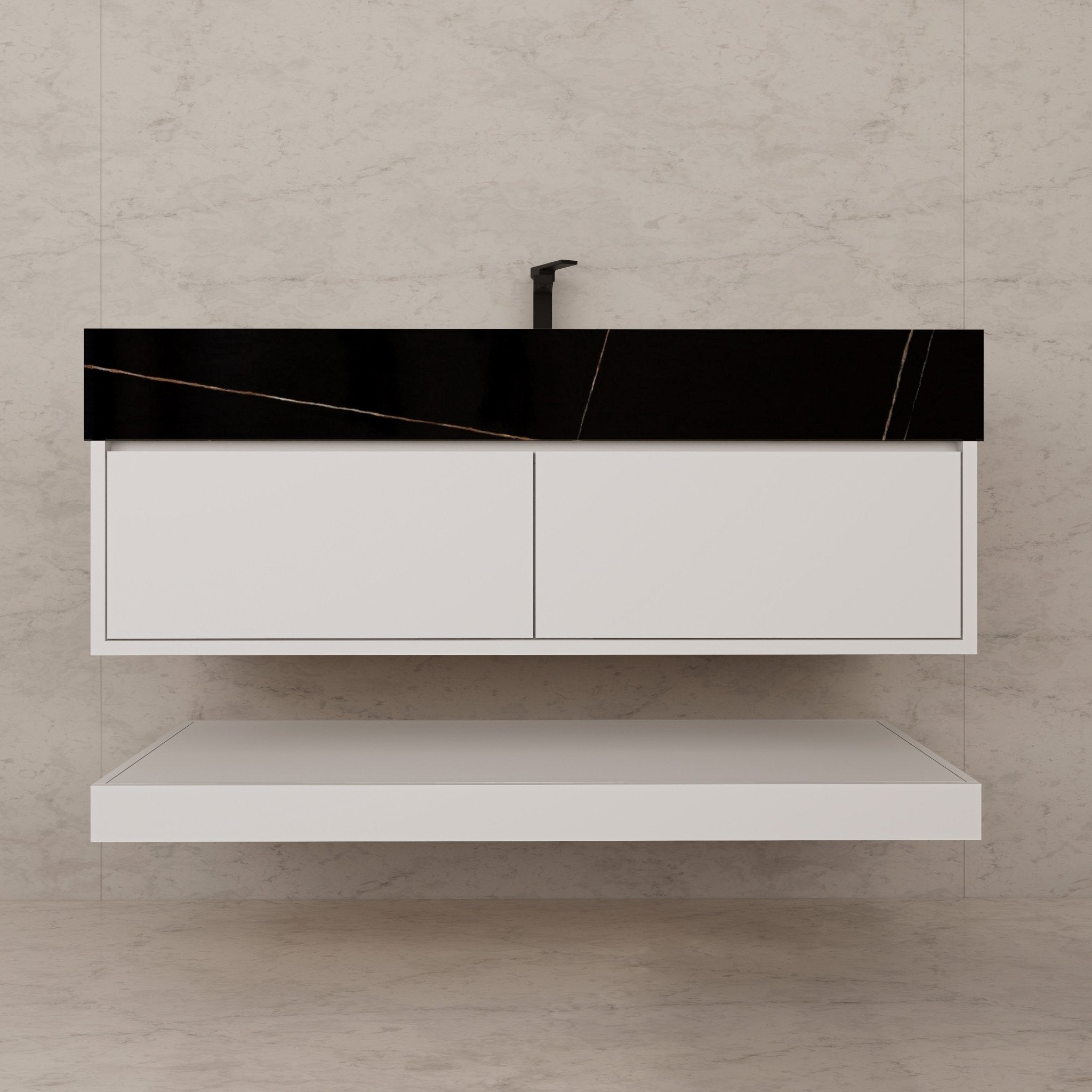 48" White Open Shelf Floating Bathroom Vanity -Vanity48"