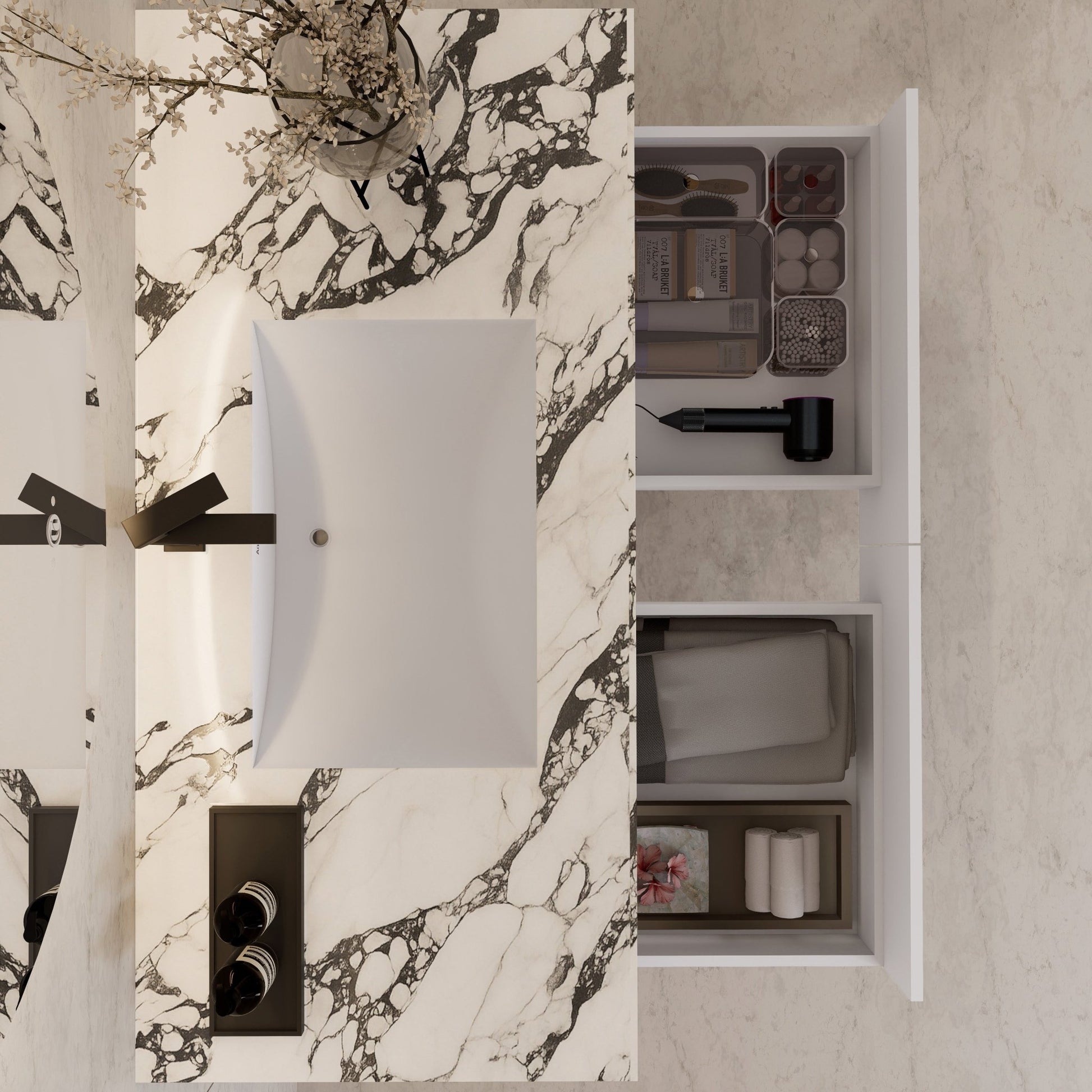 48" White Open Shelf Floating Bathroom Vanity -Vanity48"