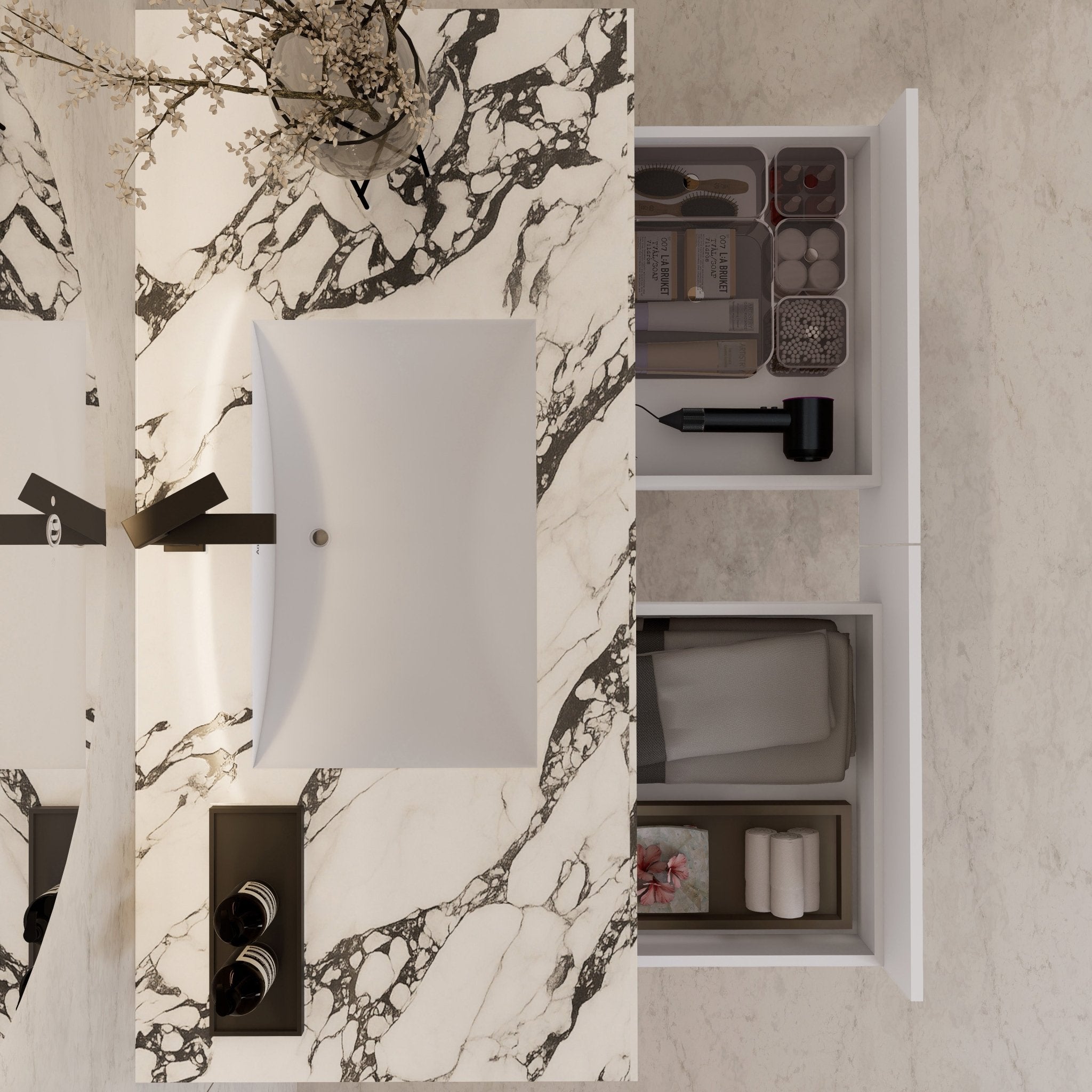 48" White Open Shelf Floating Bathroom Vanity -Vanity48"