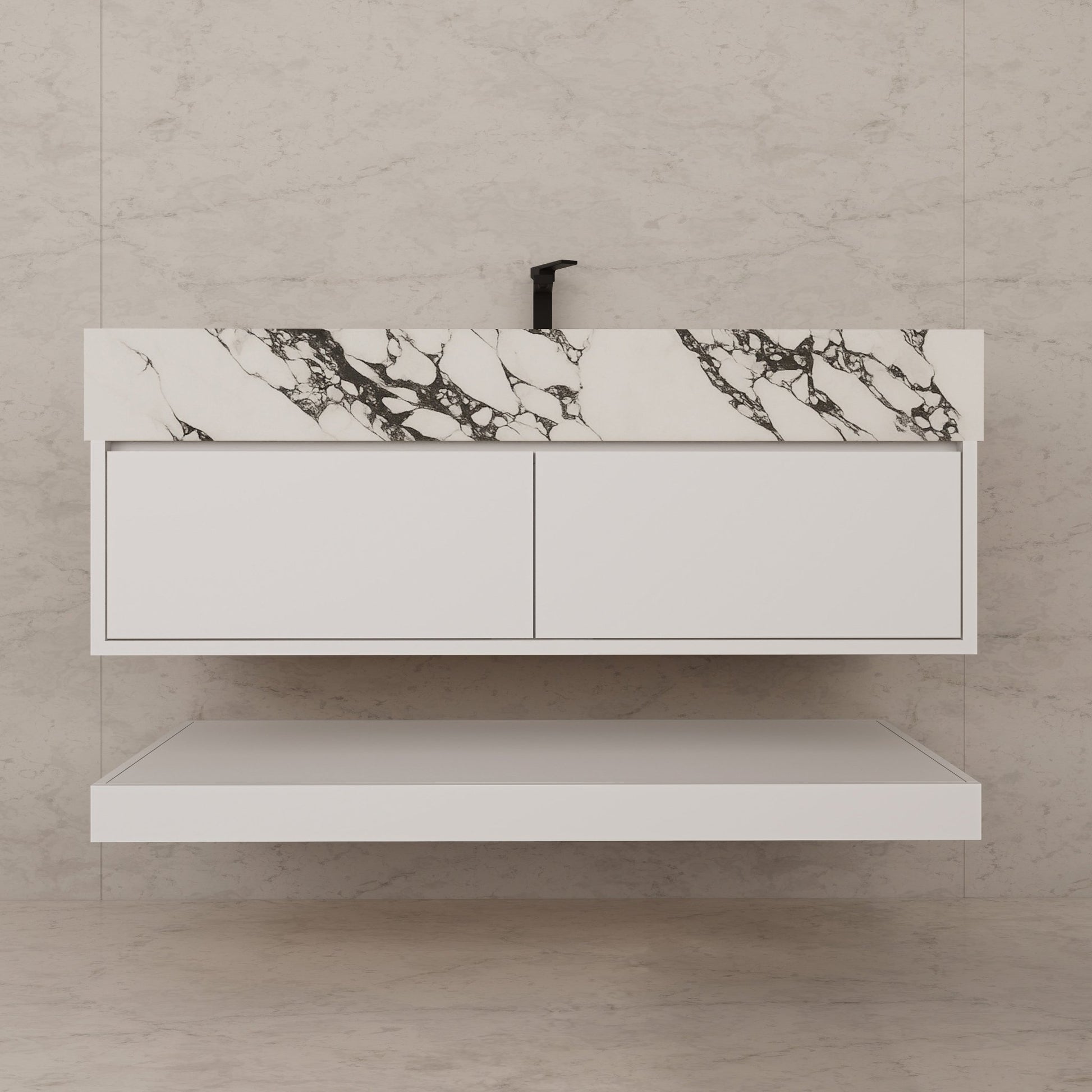 48" White Open Shelf Floating Bathroom Vanity -Vanity48"