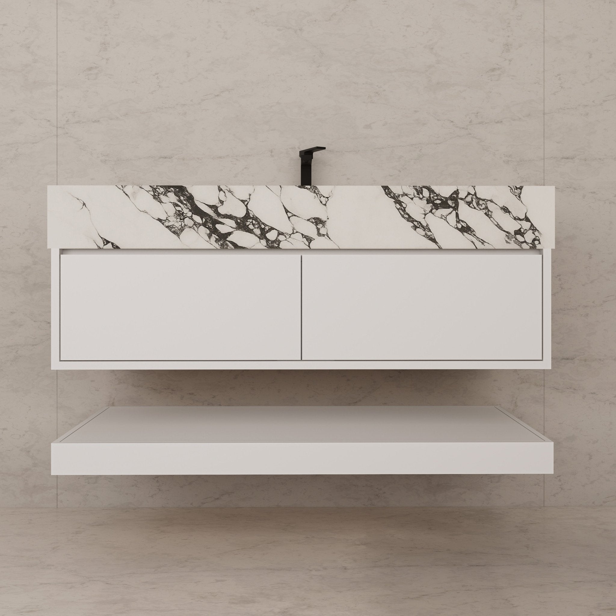 48" White Open Shelf Floating Bathroom Vanity -Vanity48"