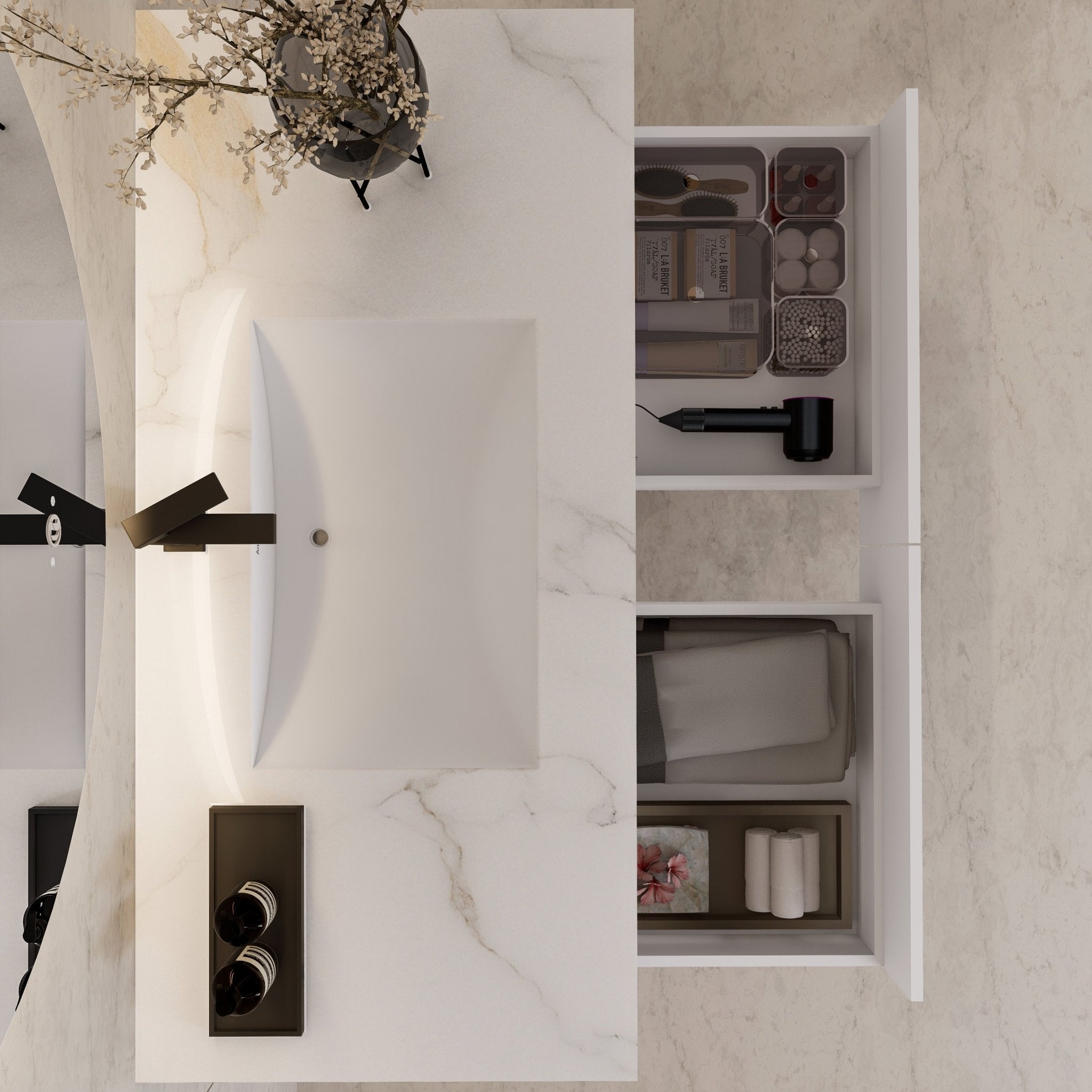 48" White Open Shelf Floating Bathroom Vanity -Vanity48"