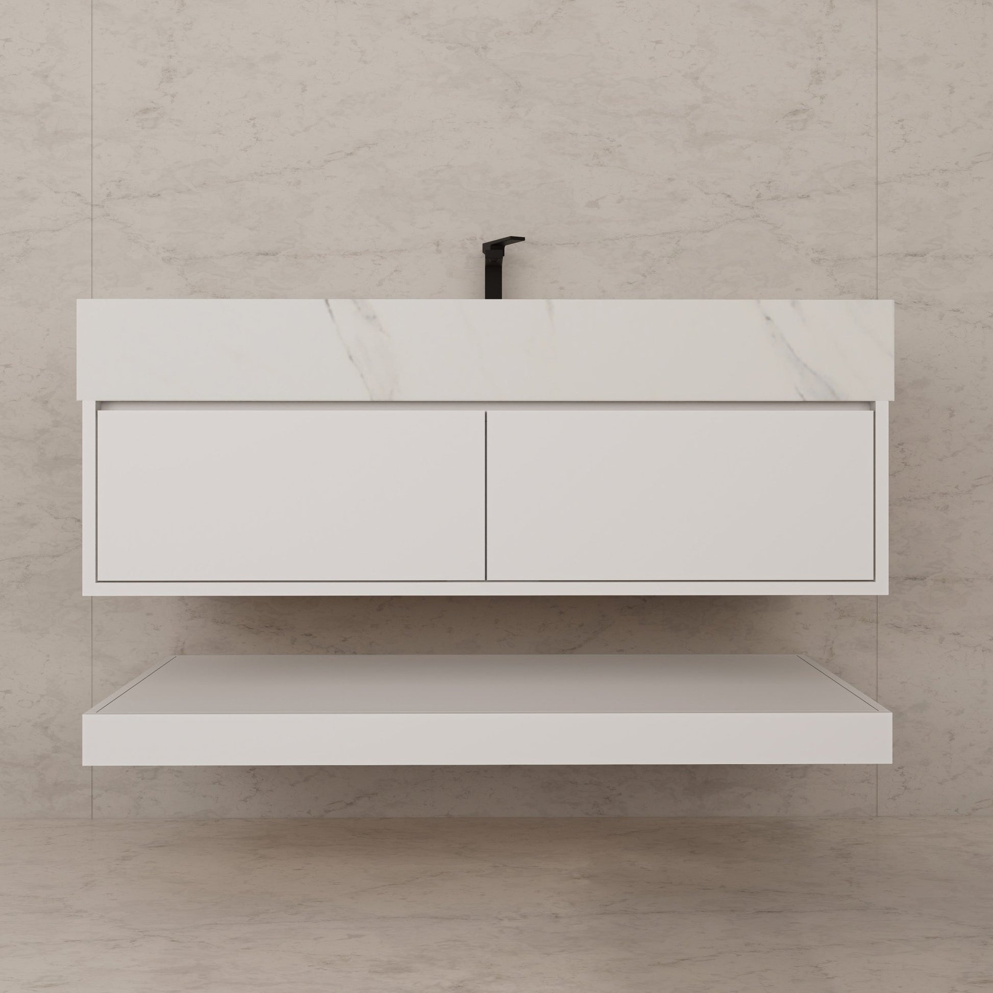 48" White Open Shelf Floating Bathroom Vanity -Vanity48"