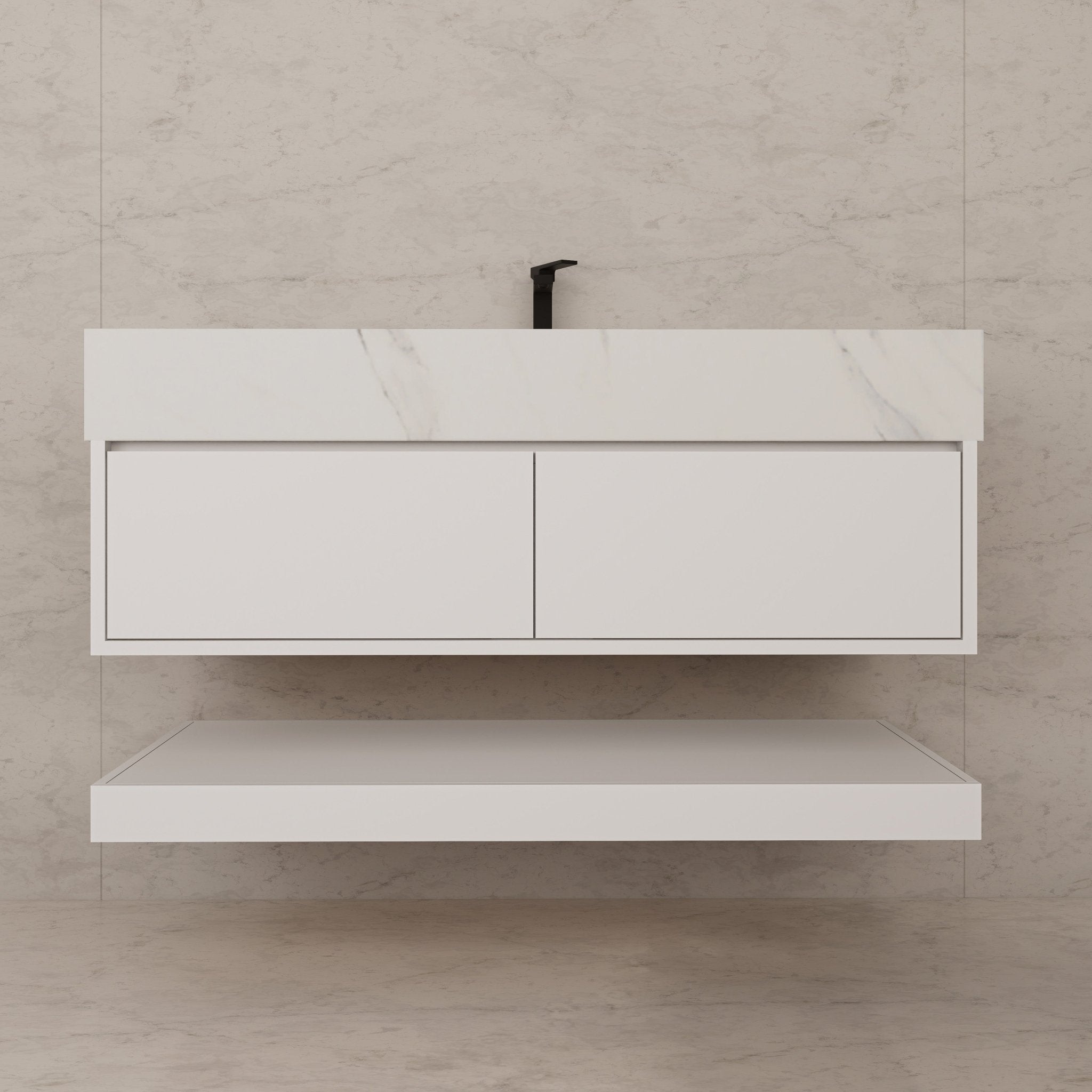 48" White Open Shelf Floating Bathroom Vanity -Vanity48"