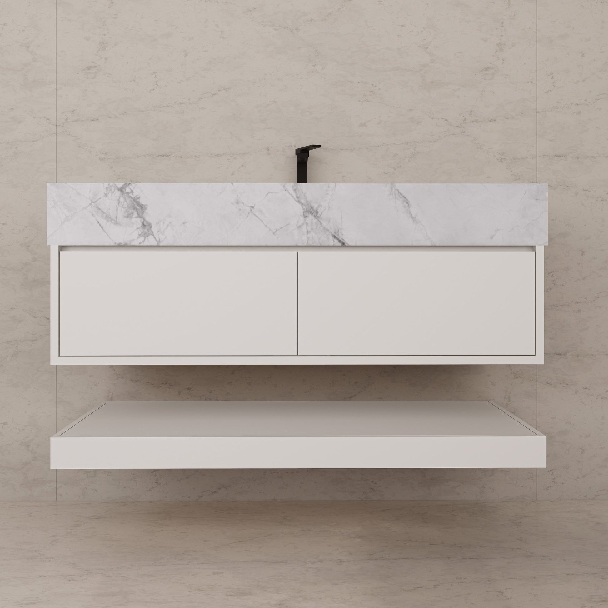 48" White Open Shelf Floating Bathroom Vanity -Vanity48"
