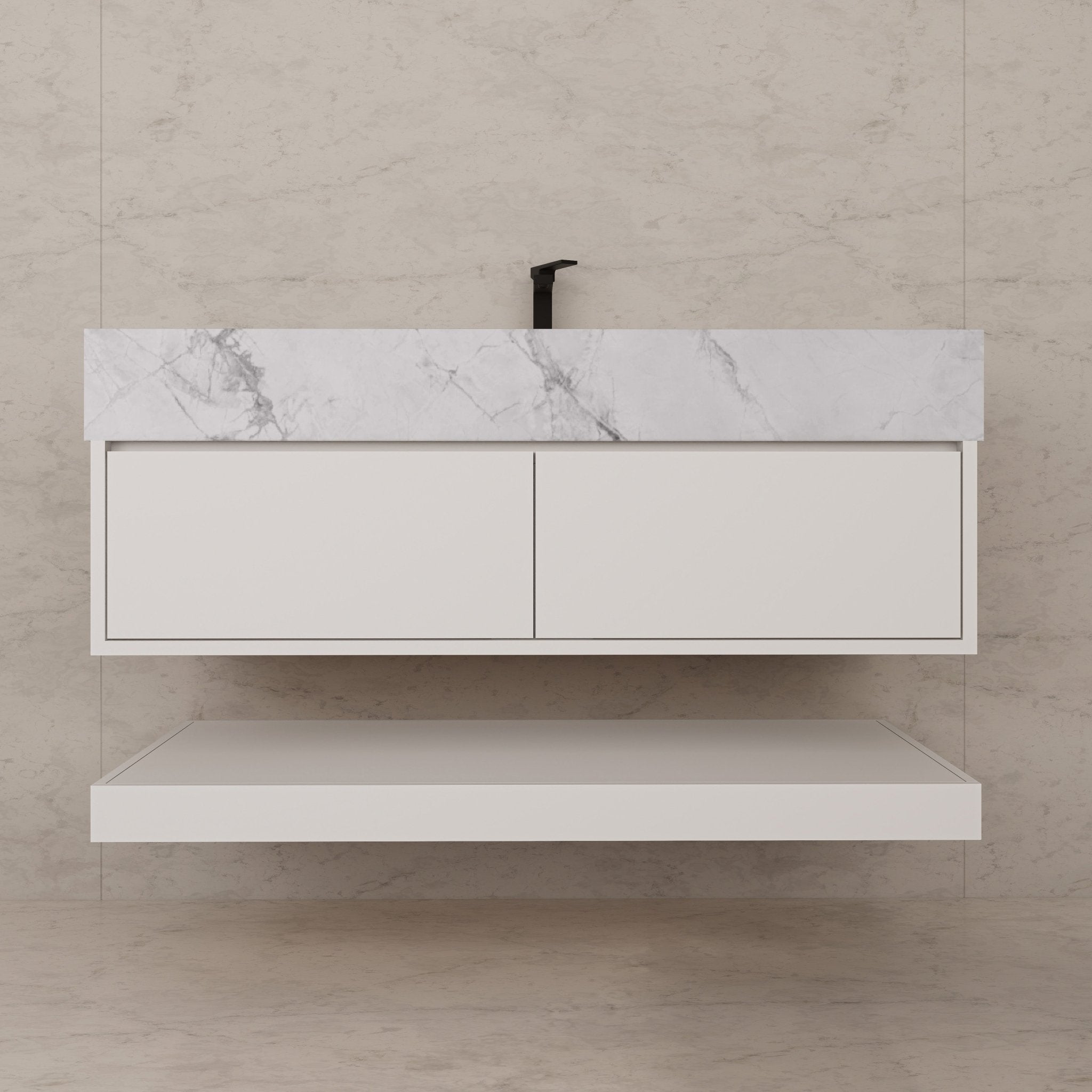 48" White Open Shelf Floating Bathroom Vanity -Vanity48"