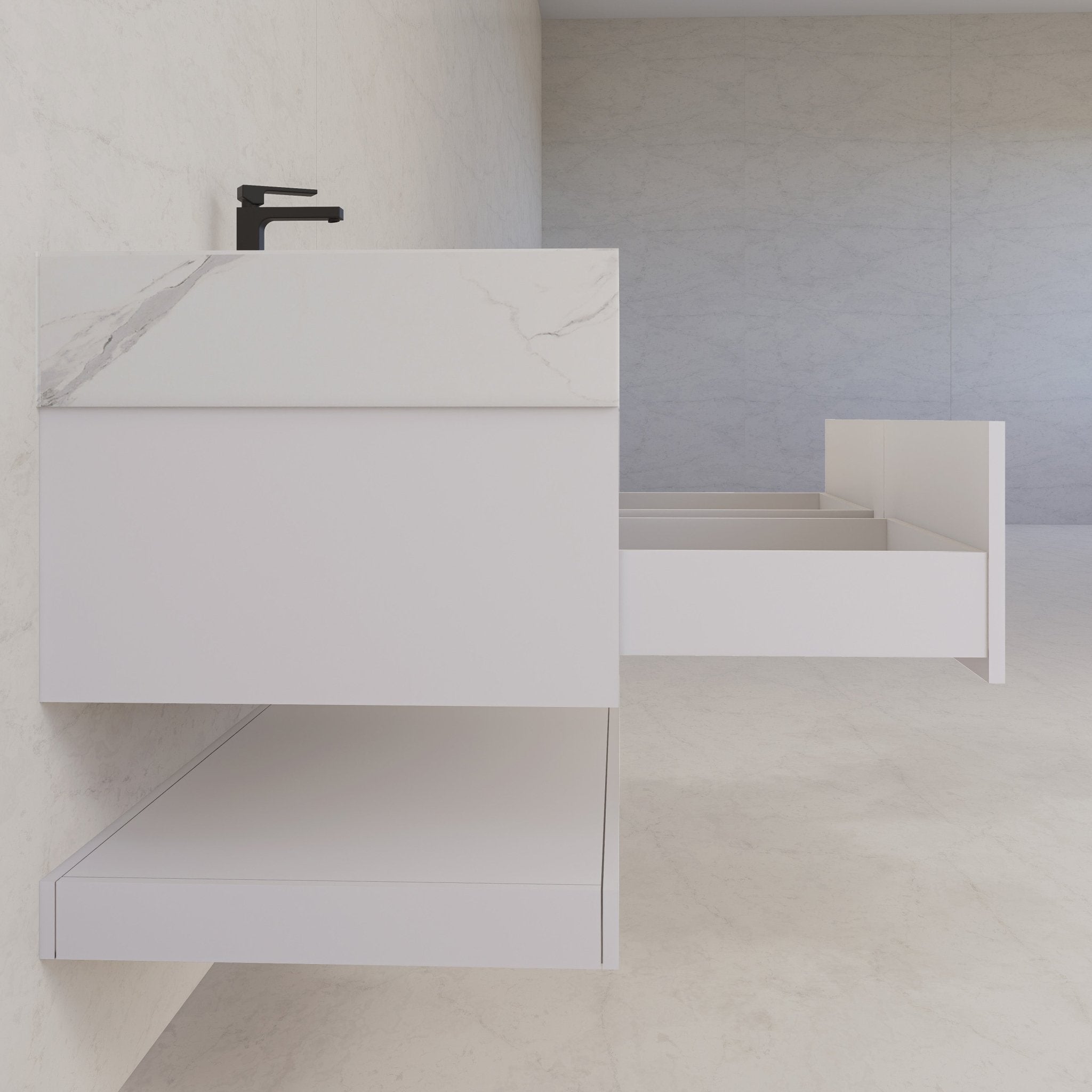 48" White Open Shelf Floating Bathroom Vanity -Vanity48"