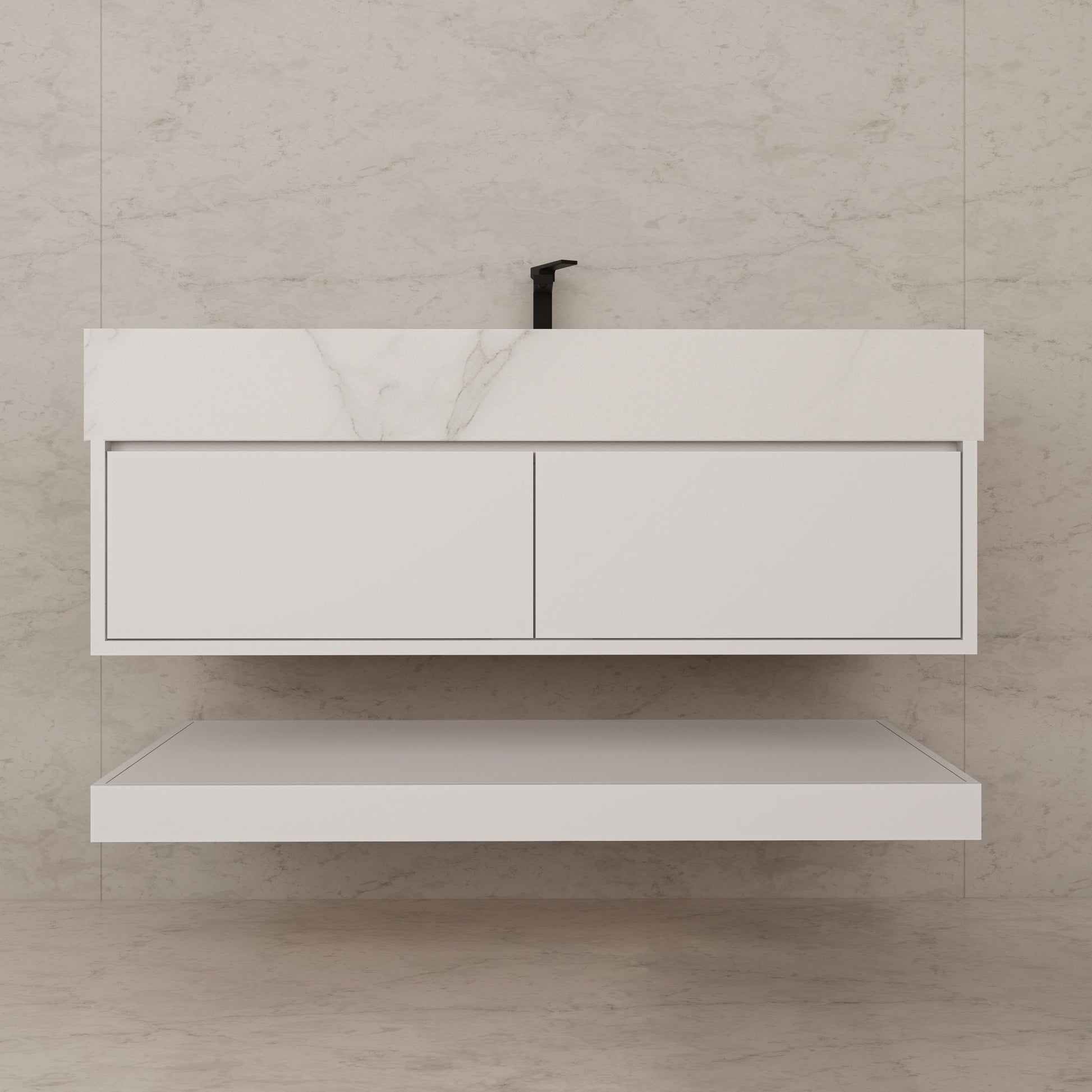 48" White Open Shelf Floating Bathroom Vanity -Vanity48"