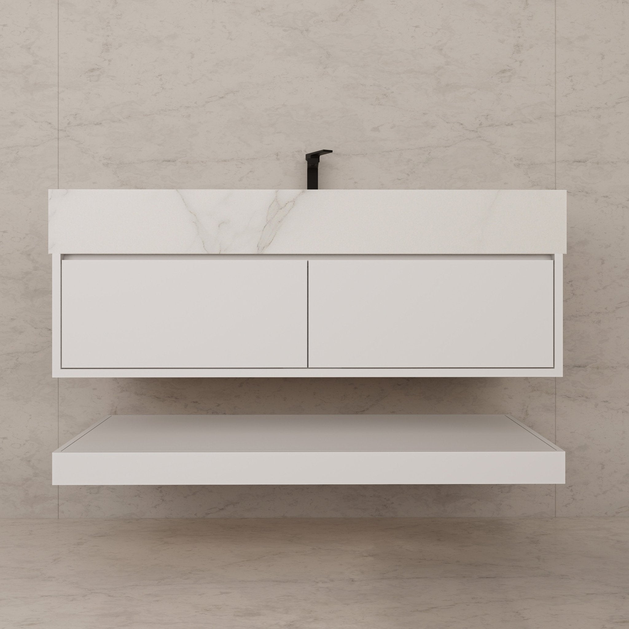 48" White Open Shelf Floating Bathroom Vanity -Vanity48"