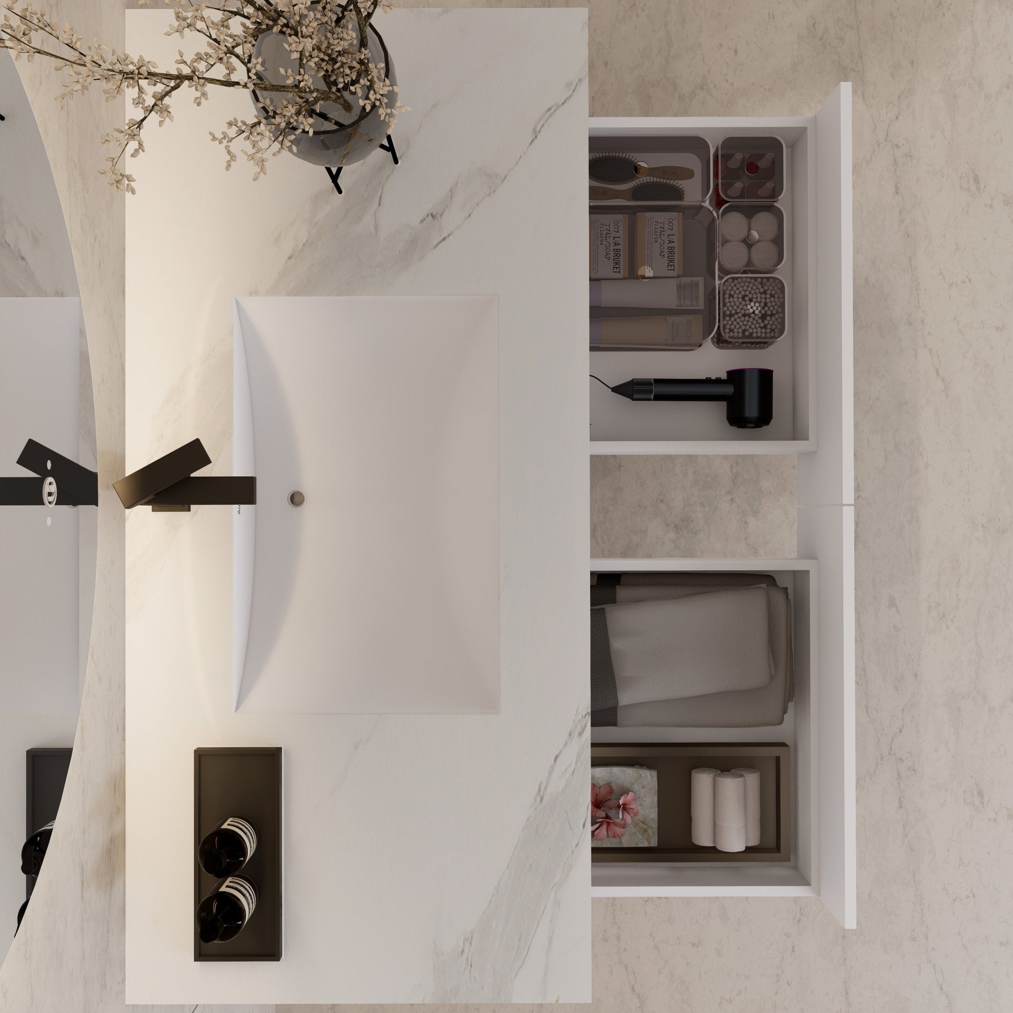 48" White Open Shelf Floating Bathroom Vanity -Vanity48"