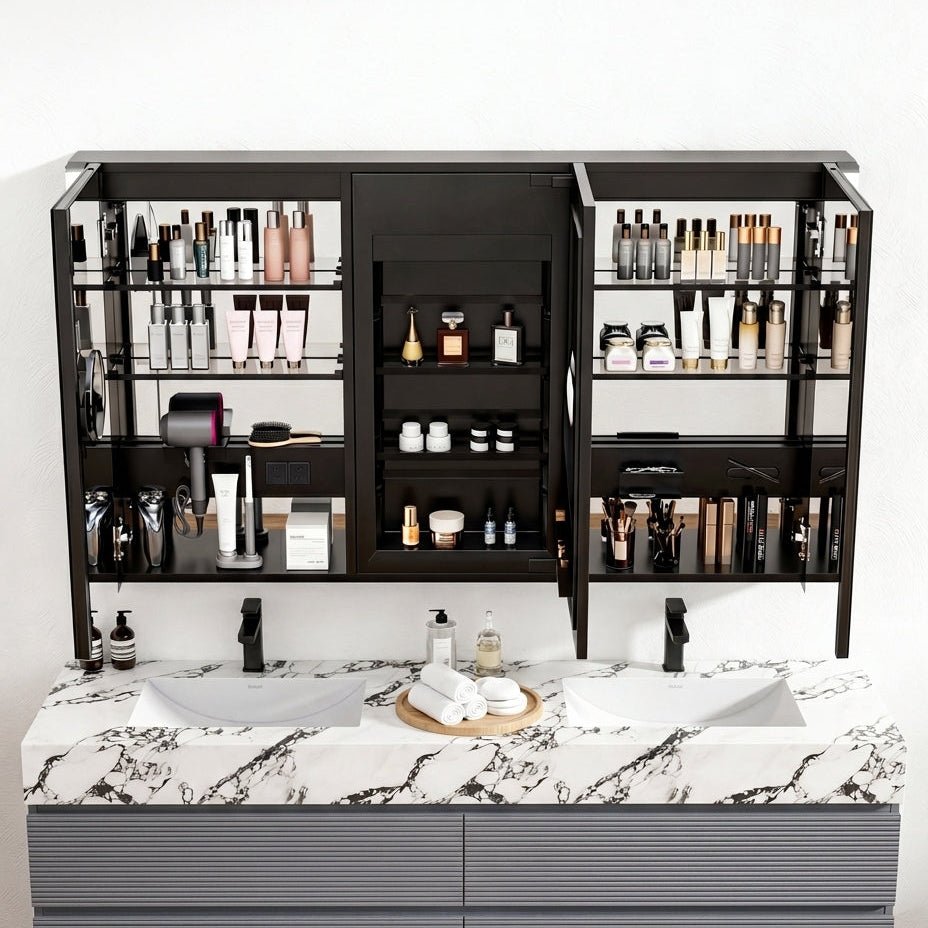 48" x 32" LED Medicine Cabinet with Double Mirror, Anti - Fog, CRI 90 & Built - in Fridge - Medicine Cabinet48"x32"