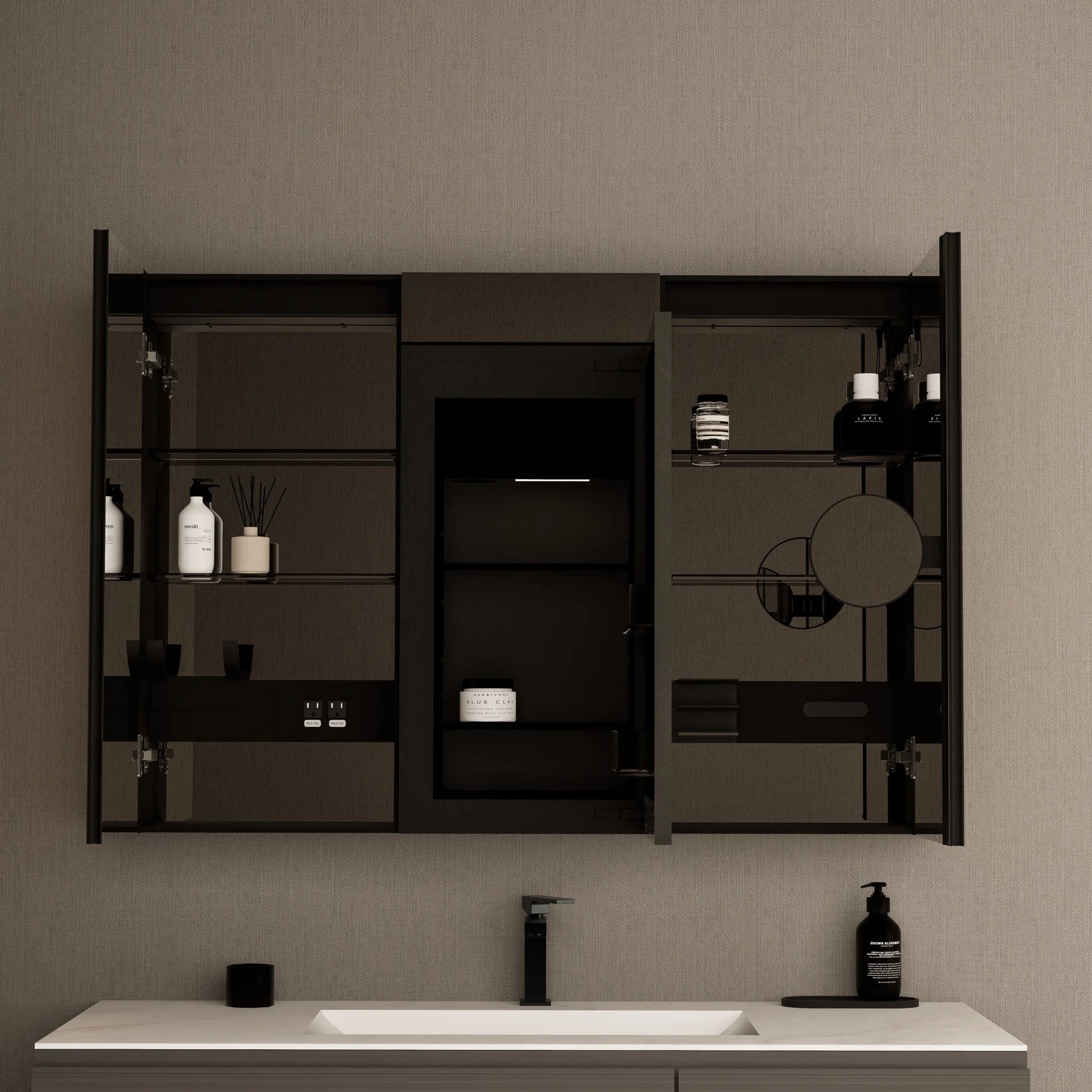 48" x 32" LED Medicine Cabinet with Double Mirror, Anti - Fog, CRI 90 & Built - in Fridge - Medicine Cabinet48"x32"