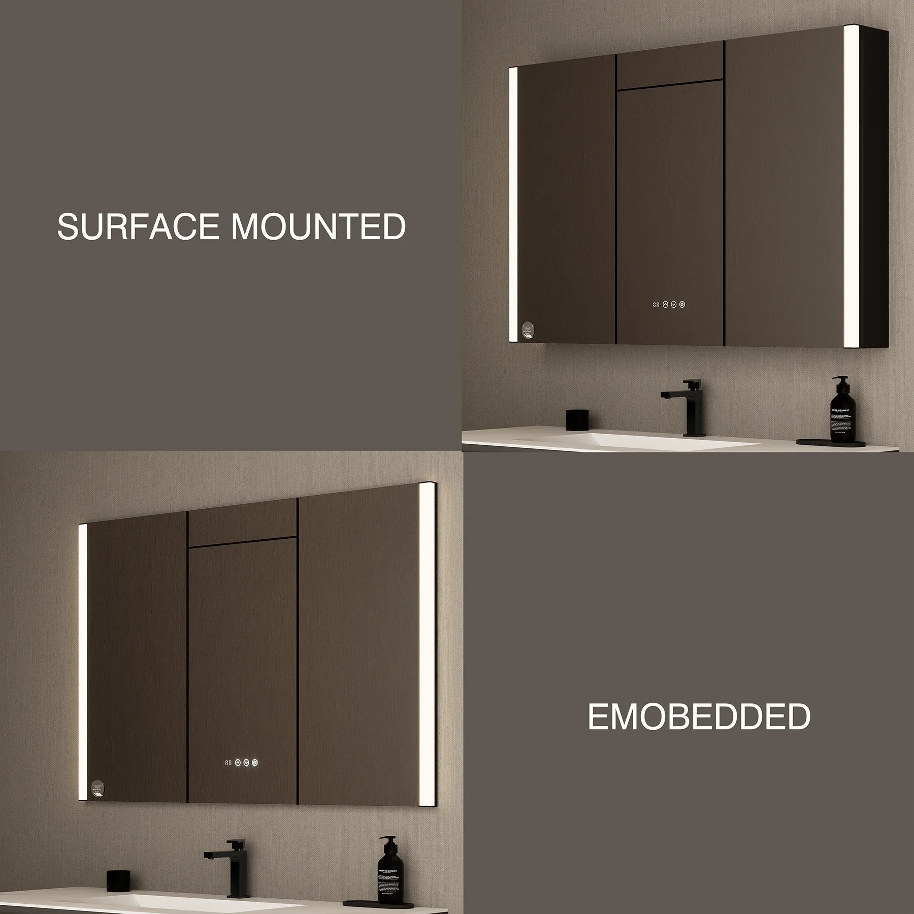 48" x 32" LED Medicine Cabinet with Double Mirror, Anti - Fog, CRI 90 & Built - in Fridge - Medicine Cabinet48"x32"