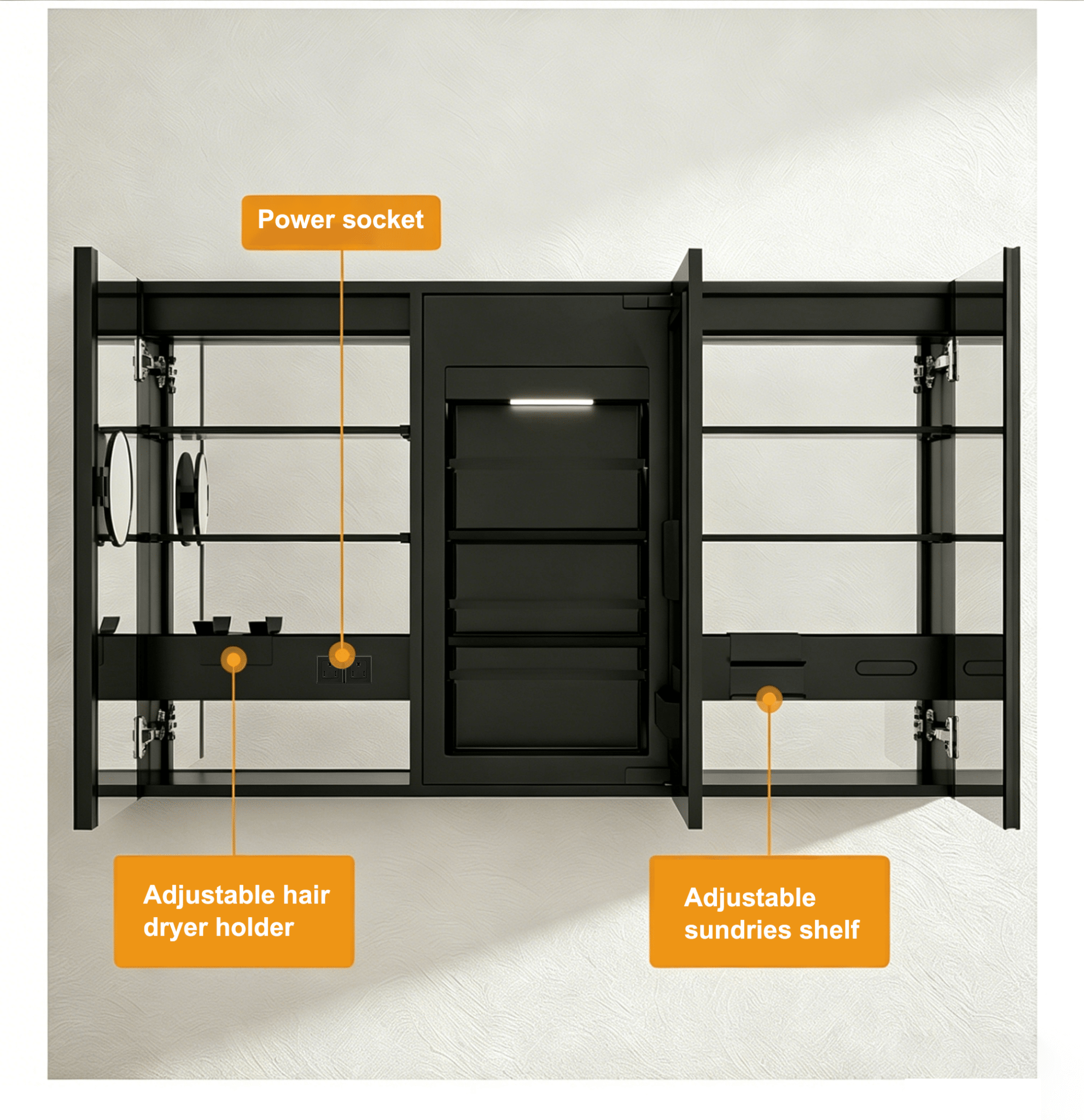 48" x 32" LED Medicine Cabinet with Double Mirror, Anti - Fog, CRI 90 & Built - in Fridge - Medicine Cabinet48"x32"