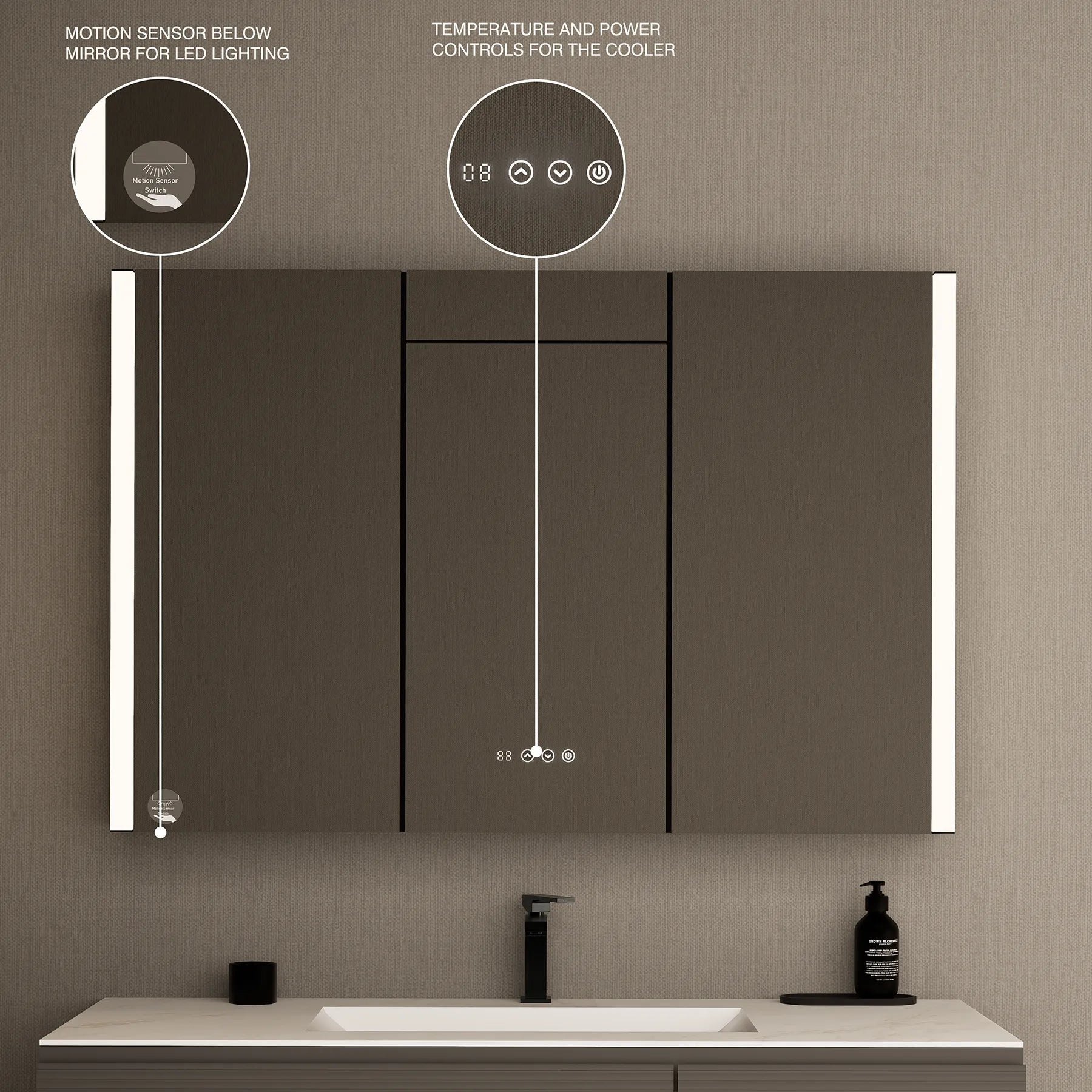 48" x 32" LED Medicine Cabinet with Double Mirror, Anti - Fog, CRI 90 & Built - in Fridge - Medicine Cabinet48"x32"