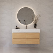 48"，60" Nature Oak Sintered Stone Top With Four Drawer Floating Bathroom Vanity -VanityNature Oak