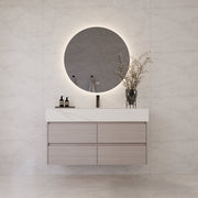 48"，60" White Grey Sintered Stone Top With Four Drawer Floating Bathroom Vanity -VanityWhite Grey