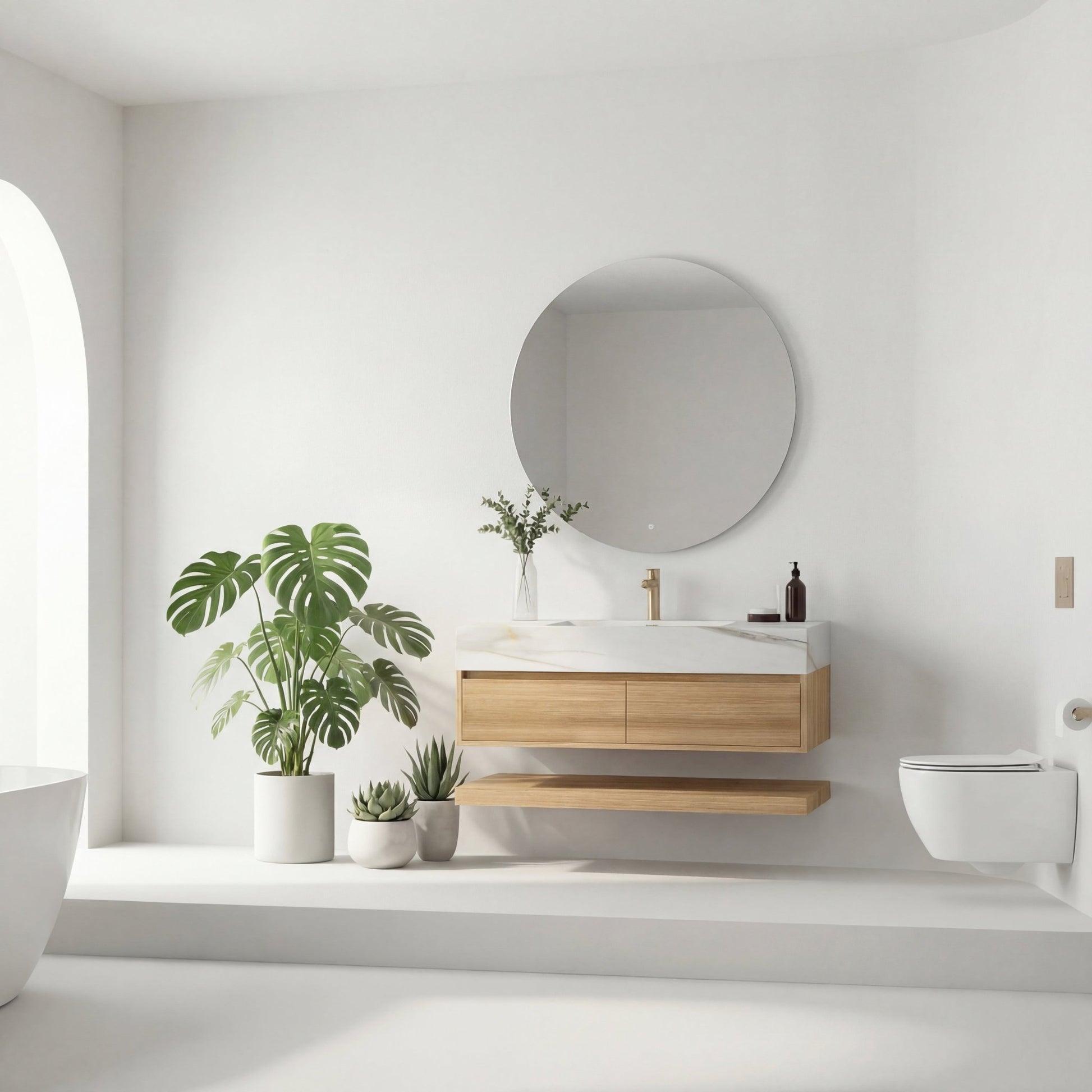 48''Sintered Stone Top with Hotel - Style Floating Bathroom Vanity A2.1 - Vanity48" NeoNova Decor