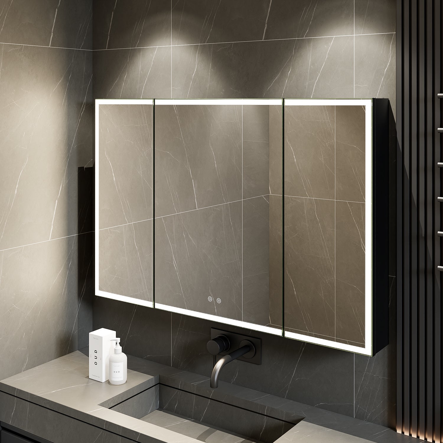 48"x32" LED Mirror Cabinet, Anti - Fog, Dimmable Light & Memory – Recessed or Wall - Mounted - Medicine Cabinet NeoNova Decor