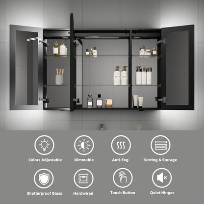 48"x32" LED Mirror Cabinet, Anti - Fog, Dimmable Light & Memory – Recessed or Wall - Mounted - Medicine Cabinet NeoNova Decor
