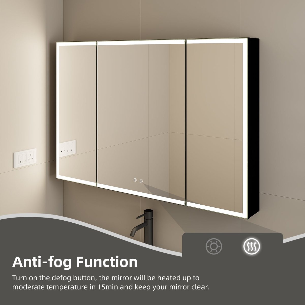 48"x32" LED Mirror Cabinet, Anti - Fog, Dimmable Light & Memory – Recessed or Wall - Mounted - Medicine Cabinet NeoNova Decor