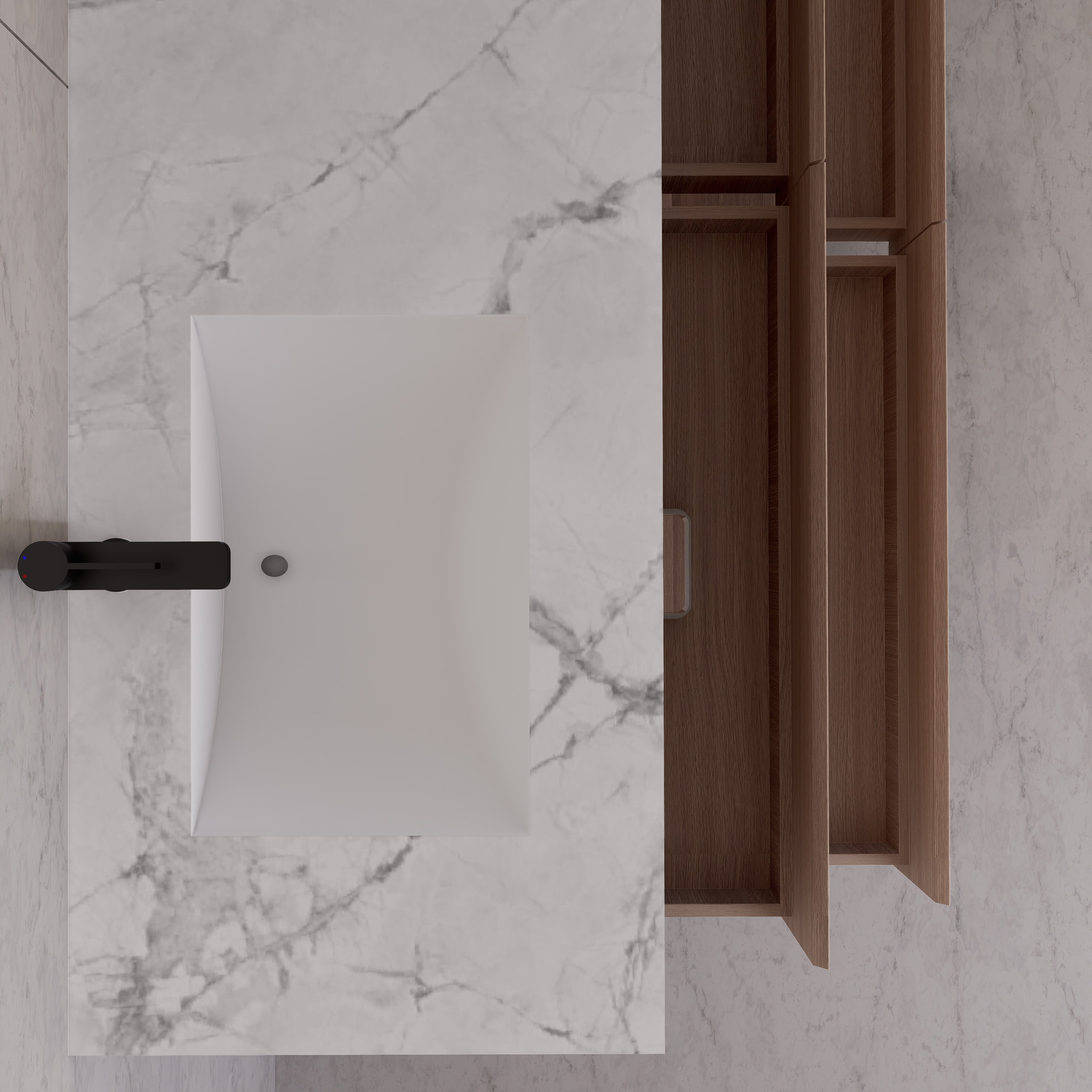 71"，60" Smoked Oak Double Sink Sintered Stone Top with Floating Bathroom Vanity