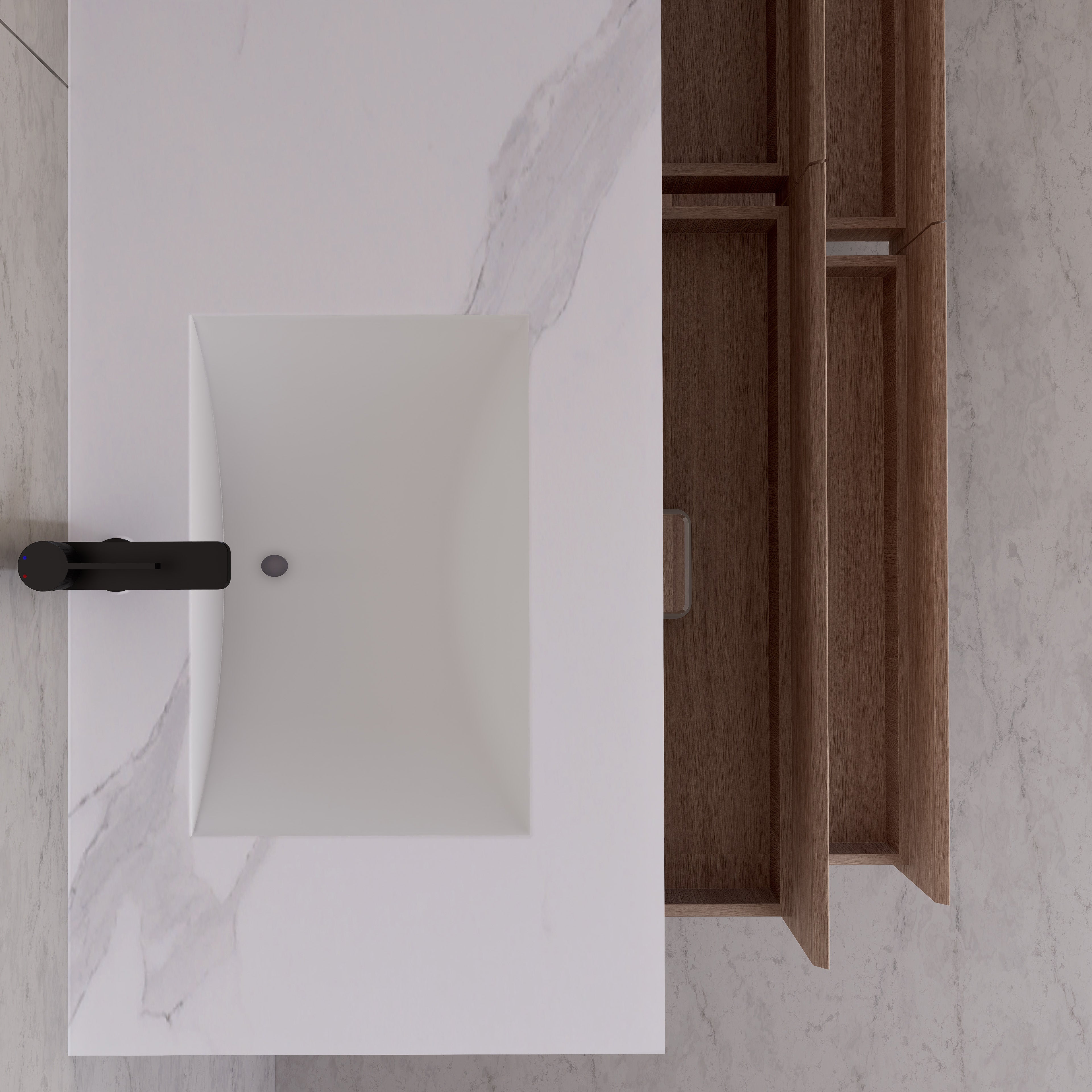 71"，60" Smoked Oak Double Sink Sintered Stone Top with Floating Bathroom Vanity