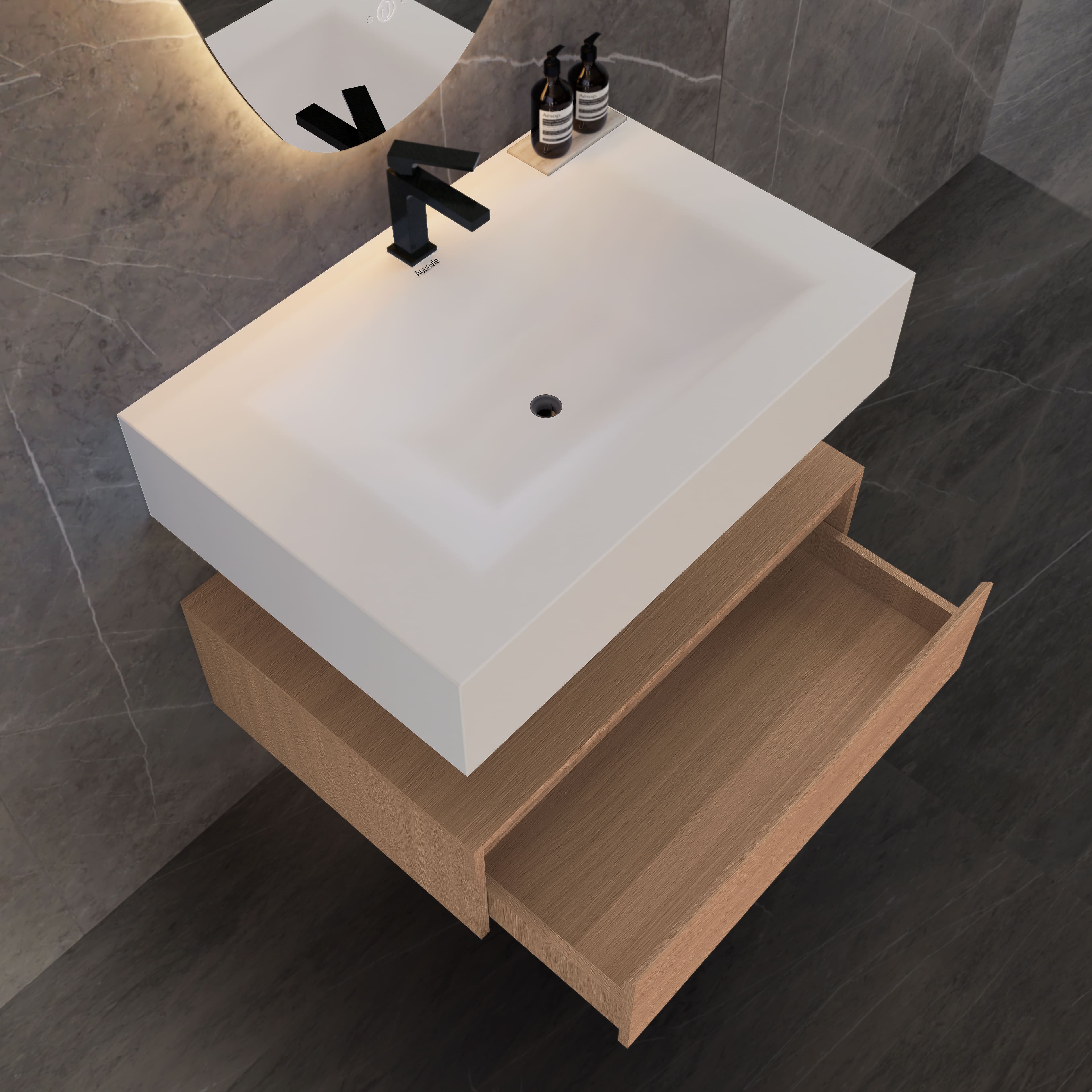 32"/ 36"/40"  Wall Mount Bathroom Vanity - Stone Integrated Basin & Plywood Cabinet