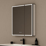 28" Aluminum LED Medicine Cabinet with BLUM Hinges, Interior Lighting & Glass Shelves