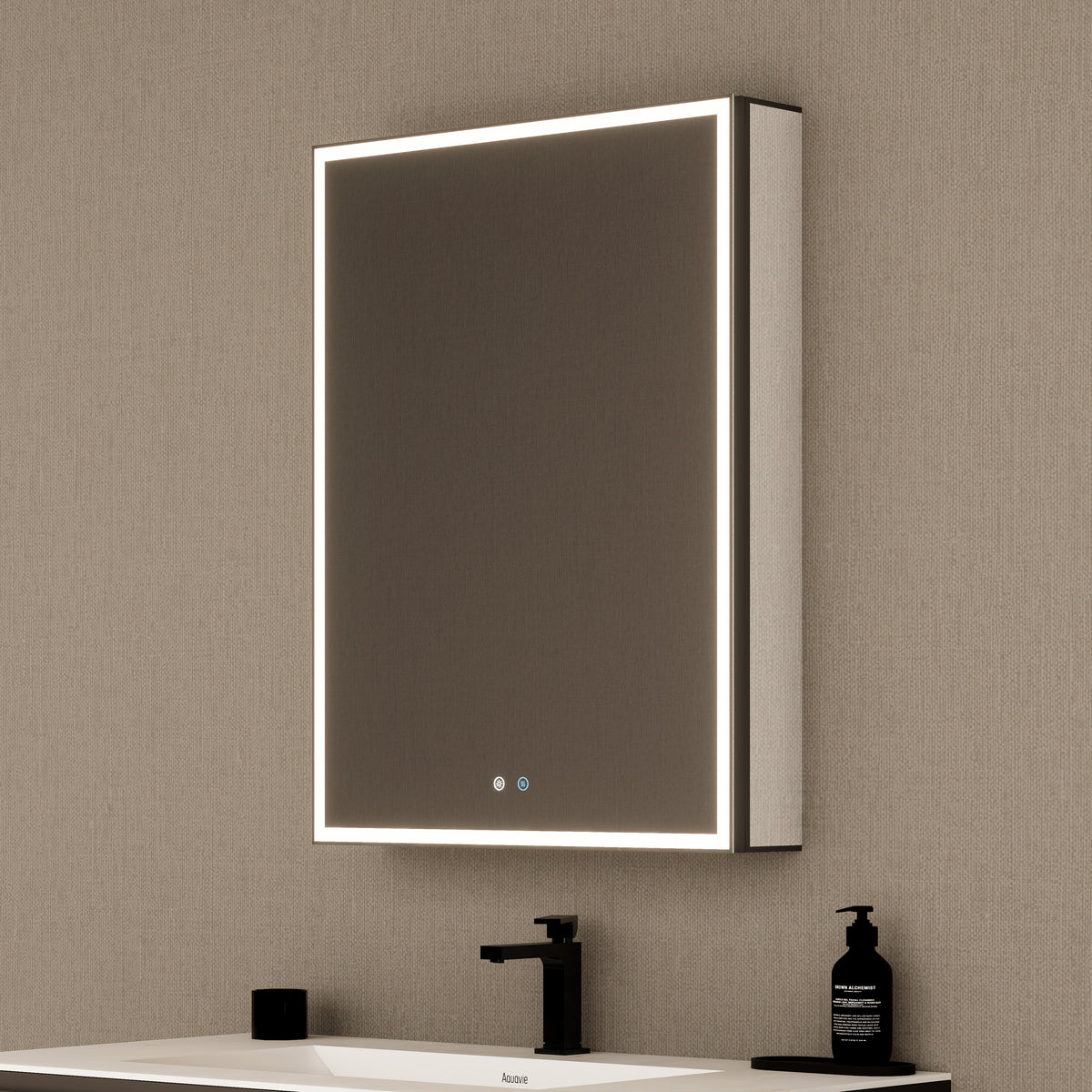 24" LED Anti-Fog Medicine Cabinet — Aluminum Frame, Surface or Recessed Mount