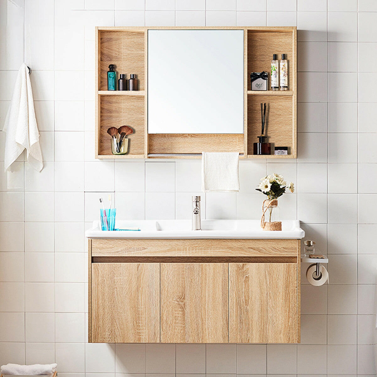 A8004 Plywood Vanityset with cabinet mirror.