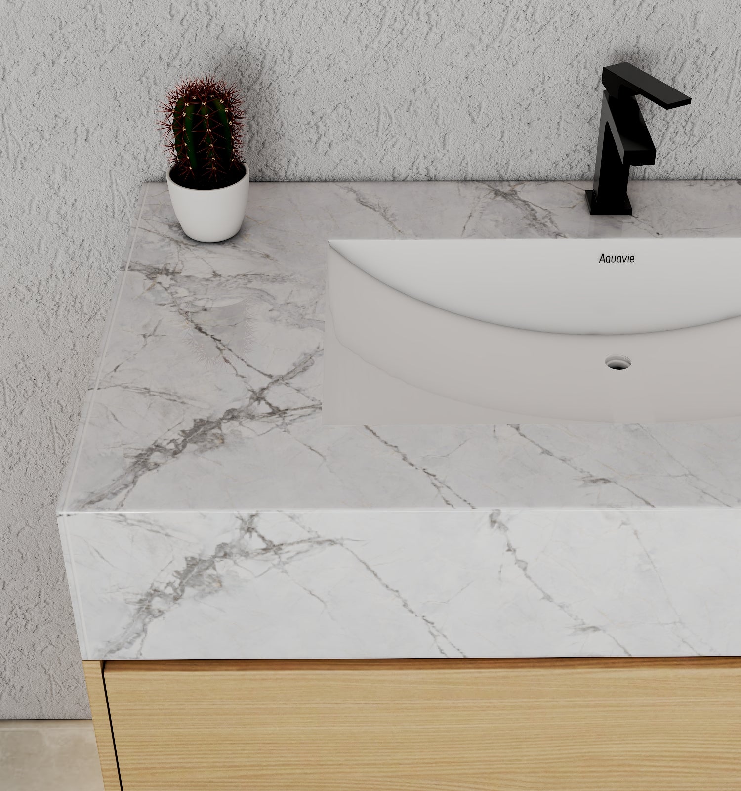 32", 36", 40" Nature Oak Hotel-Style Floating Bathroom Vanity With Sintered Stone Top
