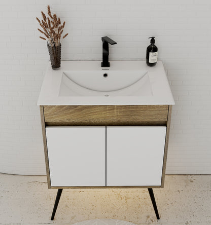 18" Narrow Depth Bathroom Vanity With Ceramic Sink
