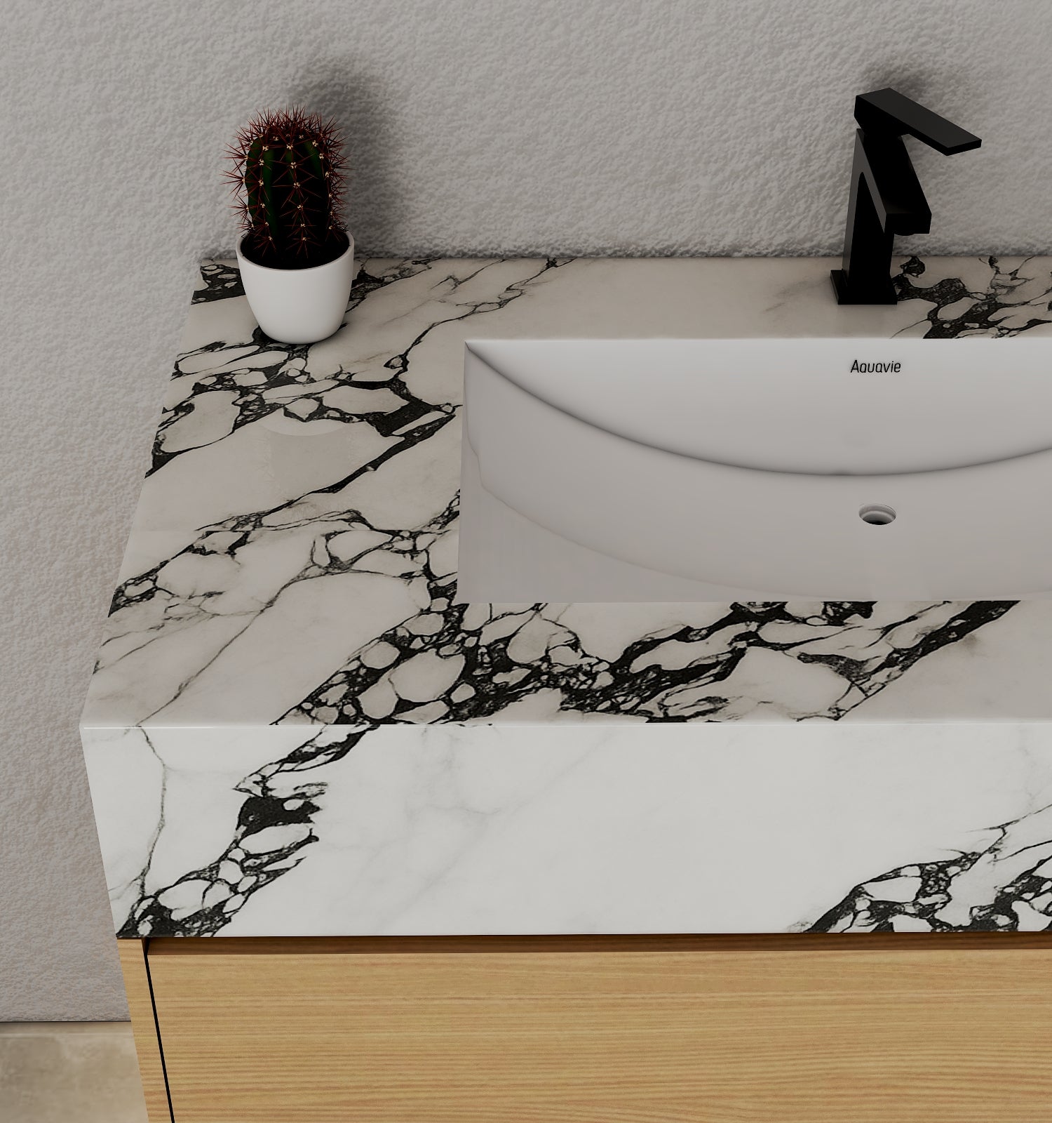 32", 36", 40" Nature Oak Hotel-Style Floating Bathroom Vanity With Sintered Stone Top