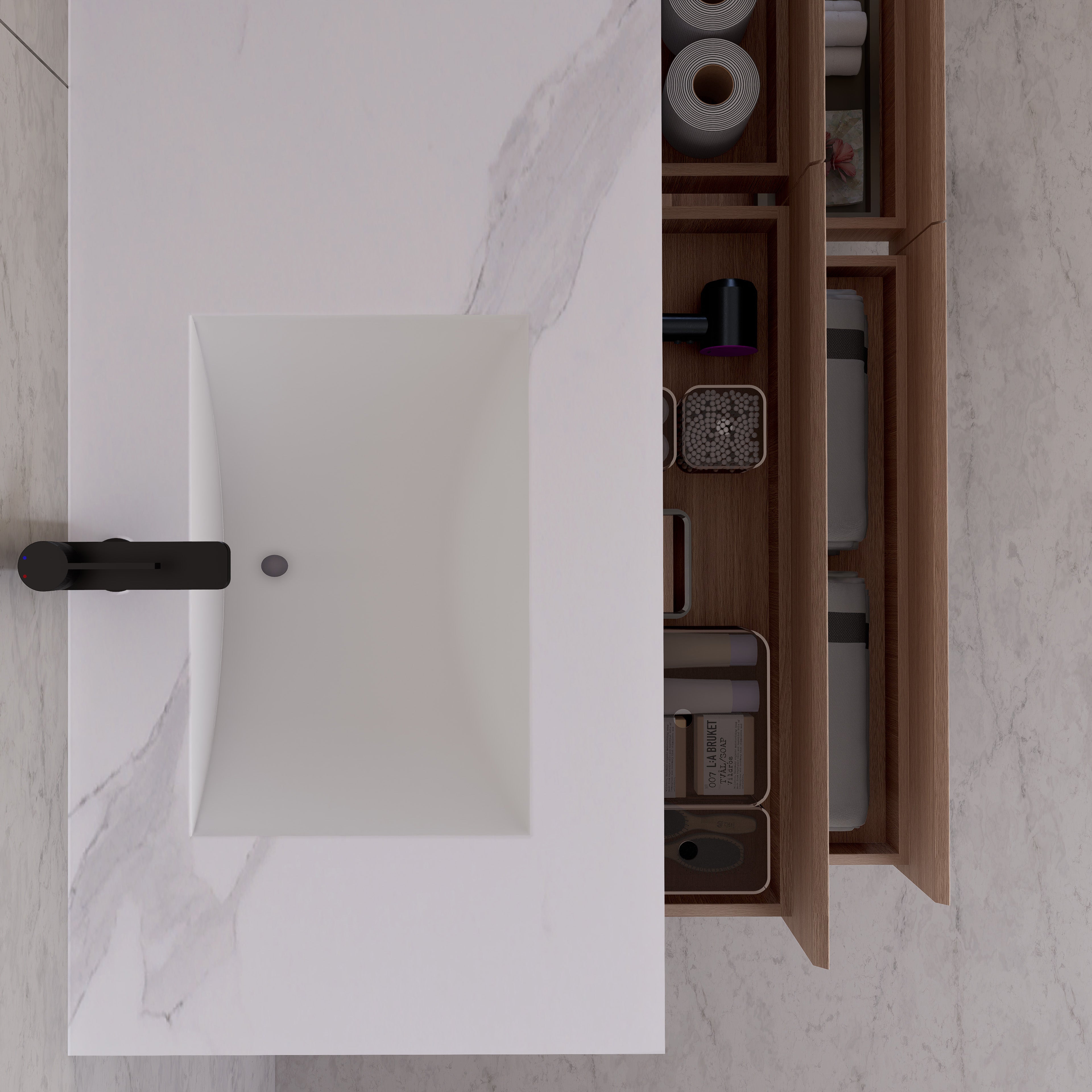 71"，60" Smoked Oak Double Sink Sintered Stone Top with Floating Bathroom Vanity